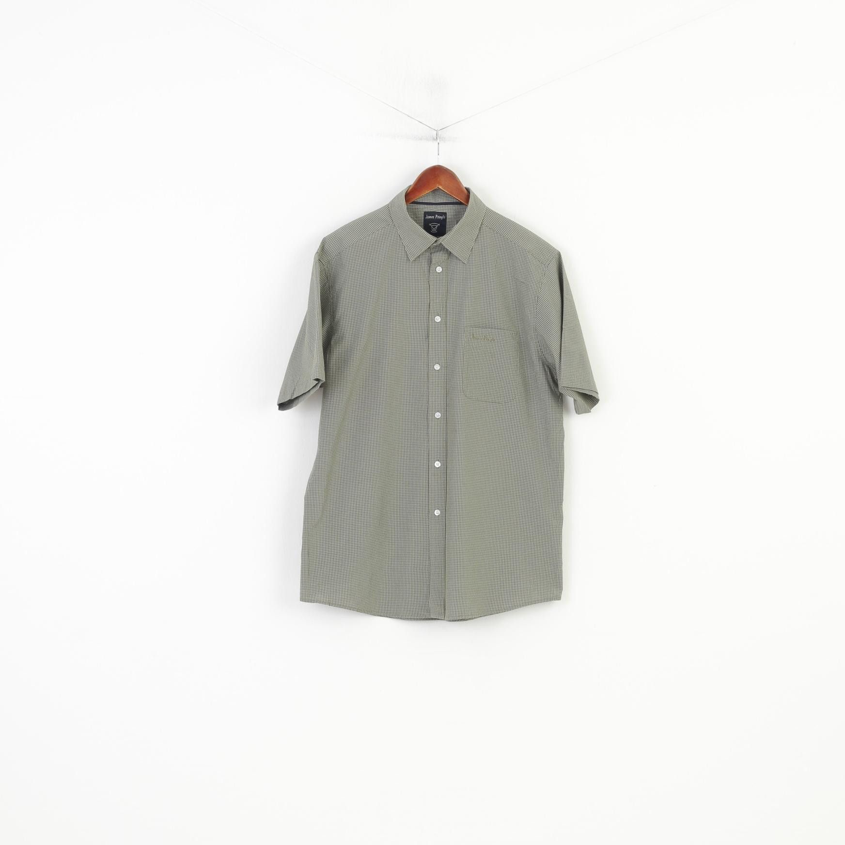 Vintage James Pringle Men L Casual Shirt Green Checkered 11094 Size US L / EU 52-54 / 3 - 1 Thumbnail