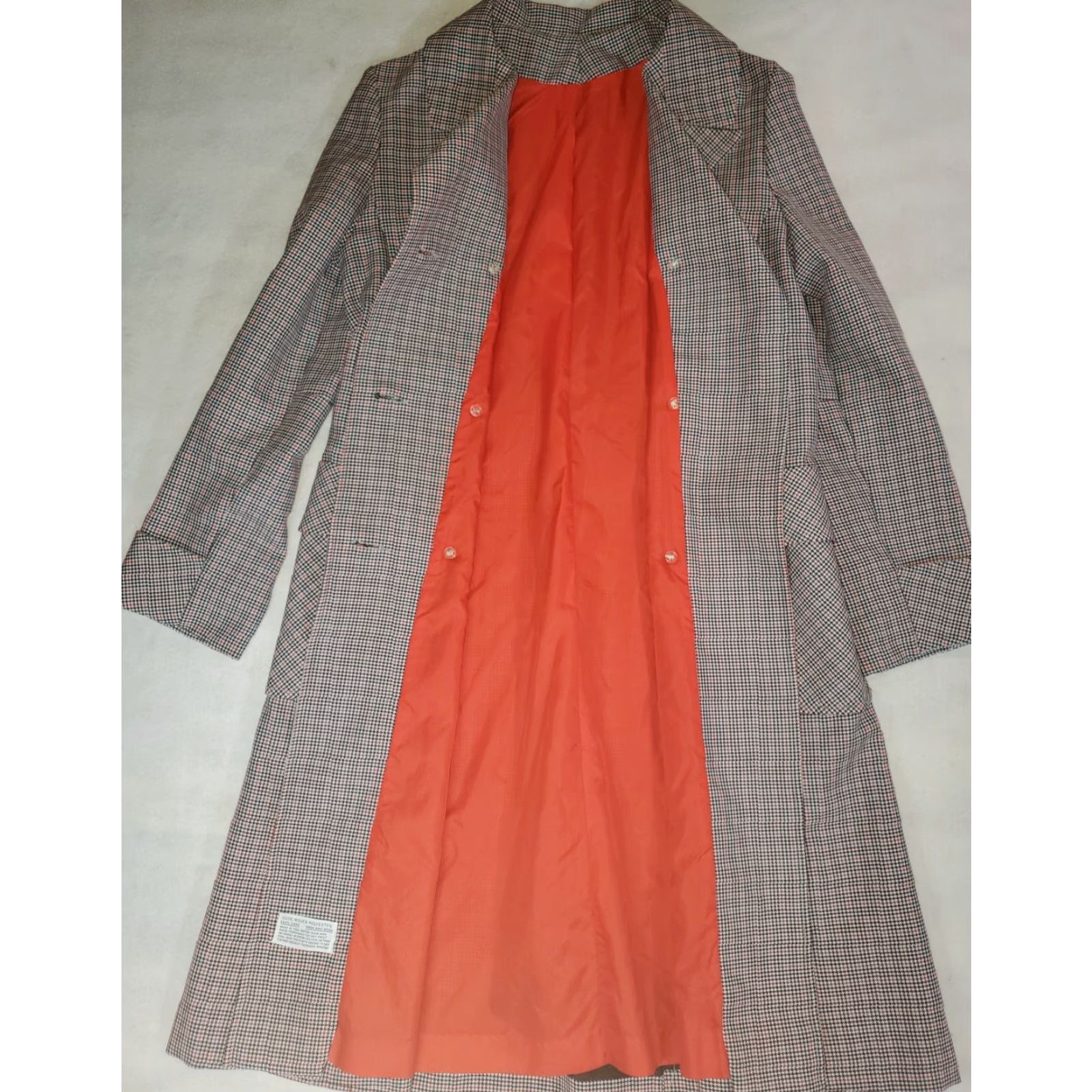 Vintage VINTAGE Cream Overcoat Women Long Houndstooth Red Gray Size L Size L / US 10 / IT 46 - 6 Thumbnail