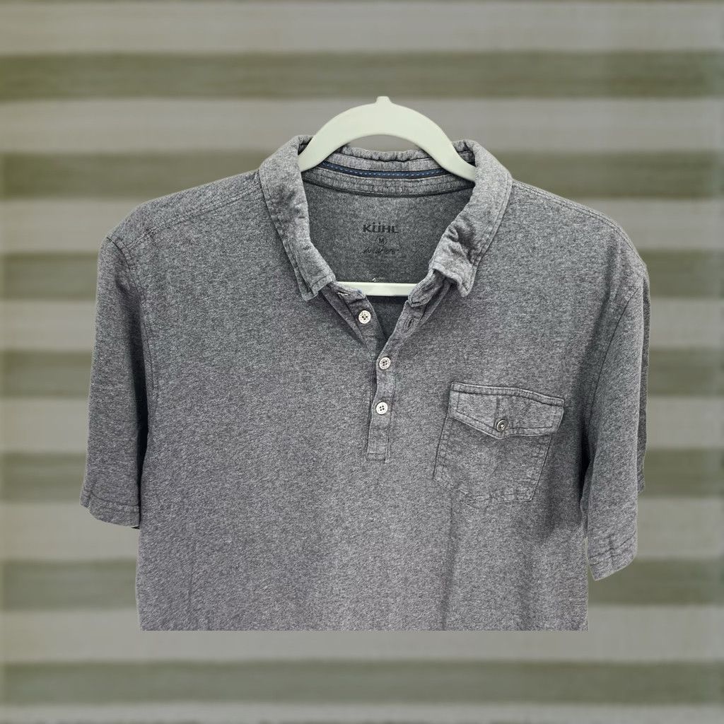 Vintage Kuhl Polo Shirt Men M Gray Short Sleeve Button Pocket Pullover Collared 24 Inch Chest 27 Inch Shoulders to Waist Size US M / EU 48-50 / 2 - 1 Thumbnail