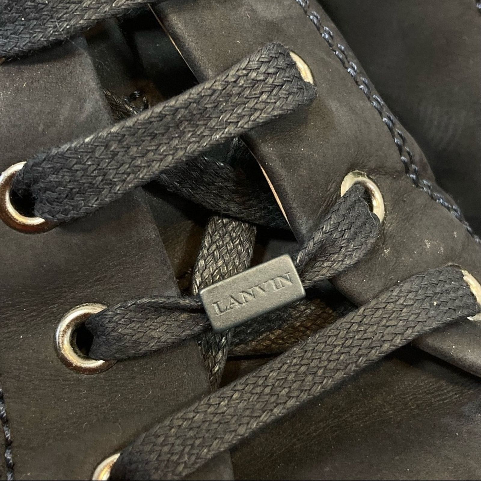 Lanvin Men's Dark Blue Calfskin Low Top Sneakers Size 8