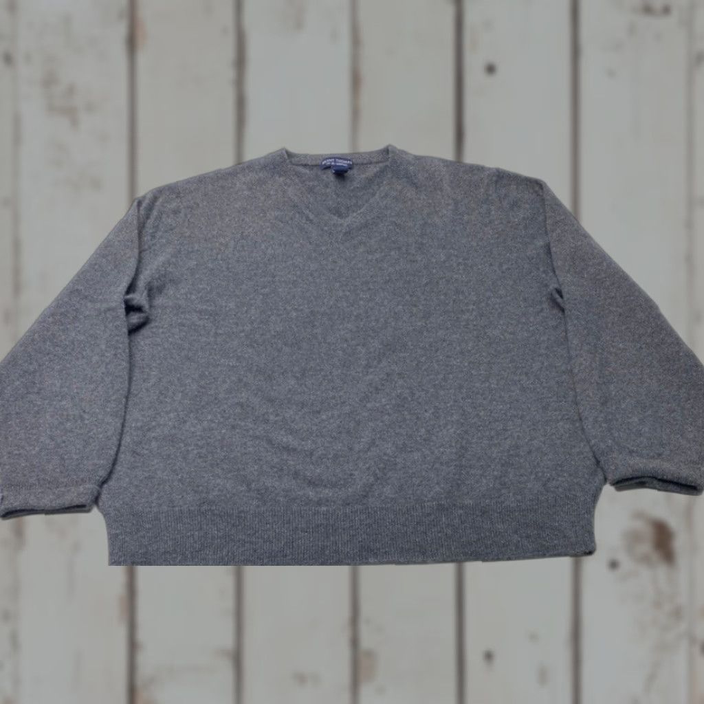 Vintage Grant Thomas 2-Ply Cashmere V-Neck Pullover Sweater Mens XL Gray Classic Preppy Size US XL / EU 56 / 4 - 1 Thumbnail
