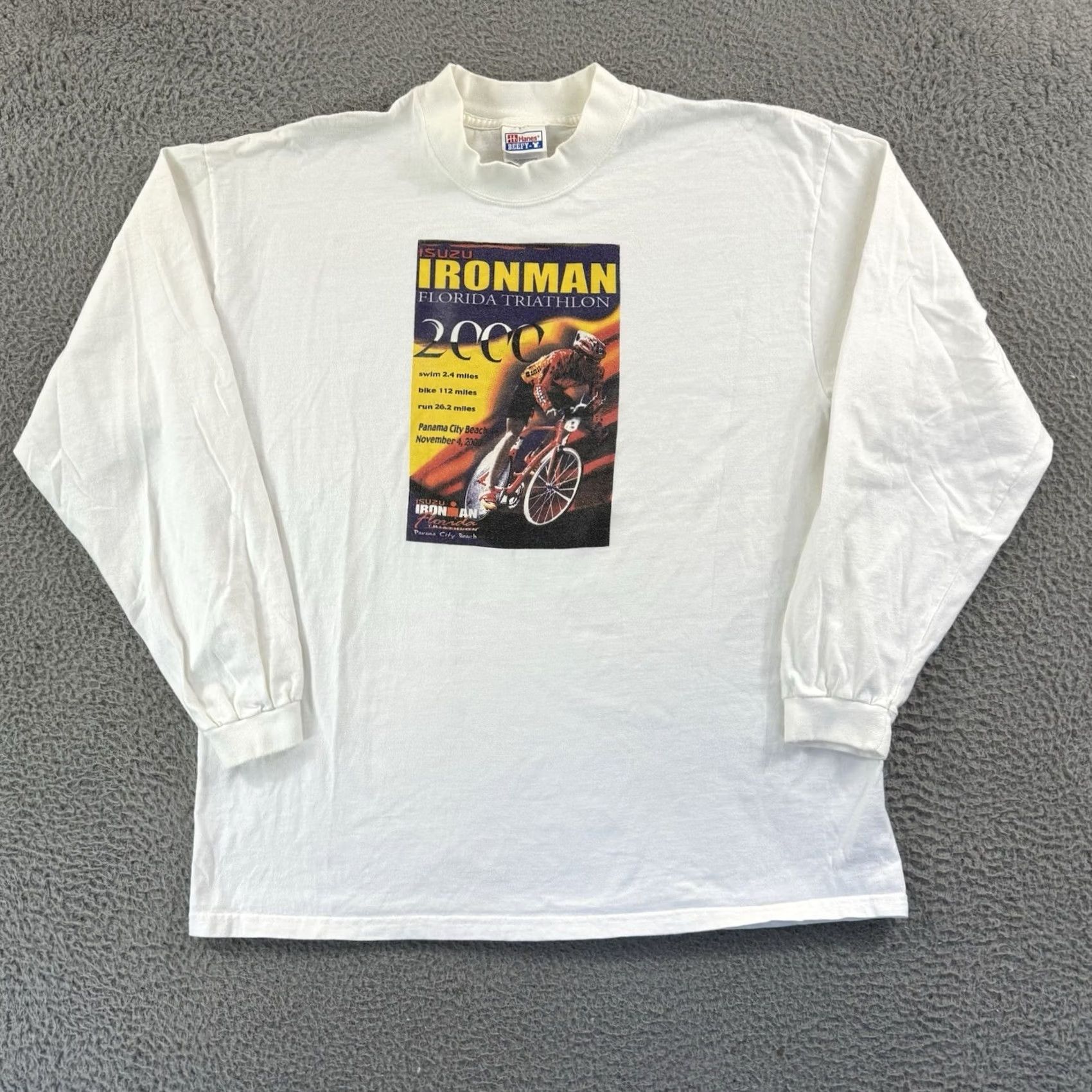 Hanes VINTAGE Hanes Beefy-T Ironman Triathlon Shirt Mens XL White Short Sleeve Crew Neck 90s USA Racing Size US XL / EU 56 / 4 - 2 Thumbnail
