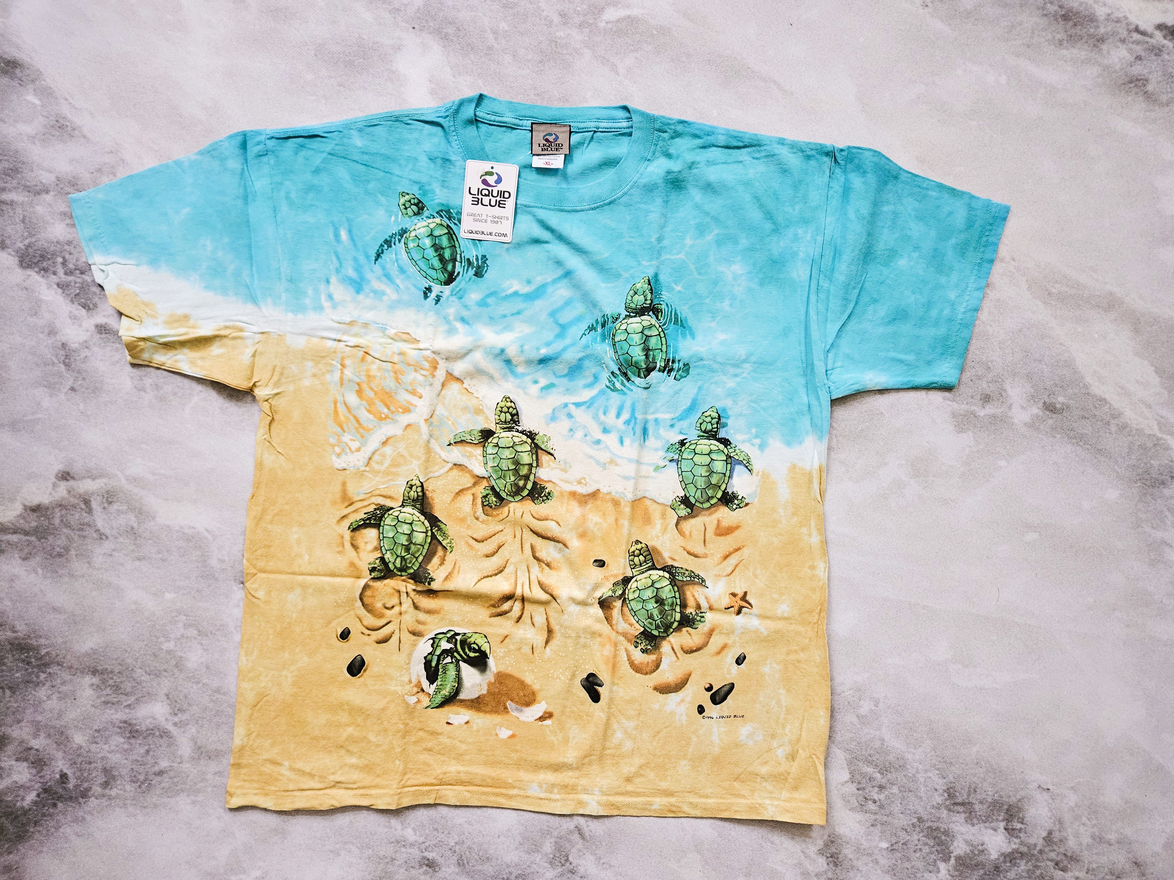 Image of Liquid Blue Sea Turtles Deadstock NWT T-Shirt XL in Tie Dye, Men's