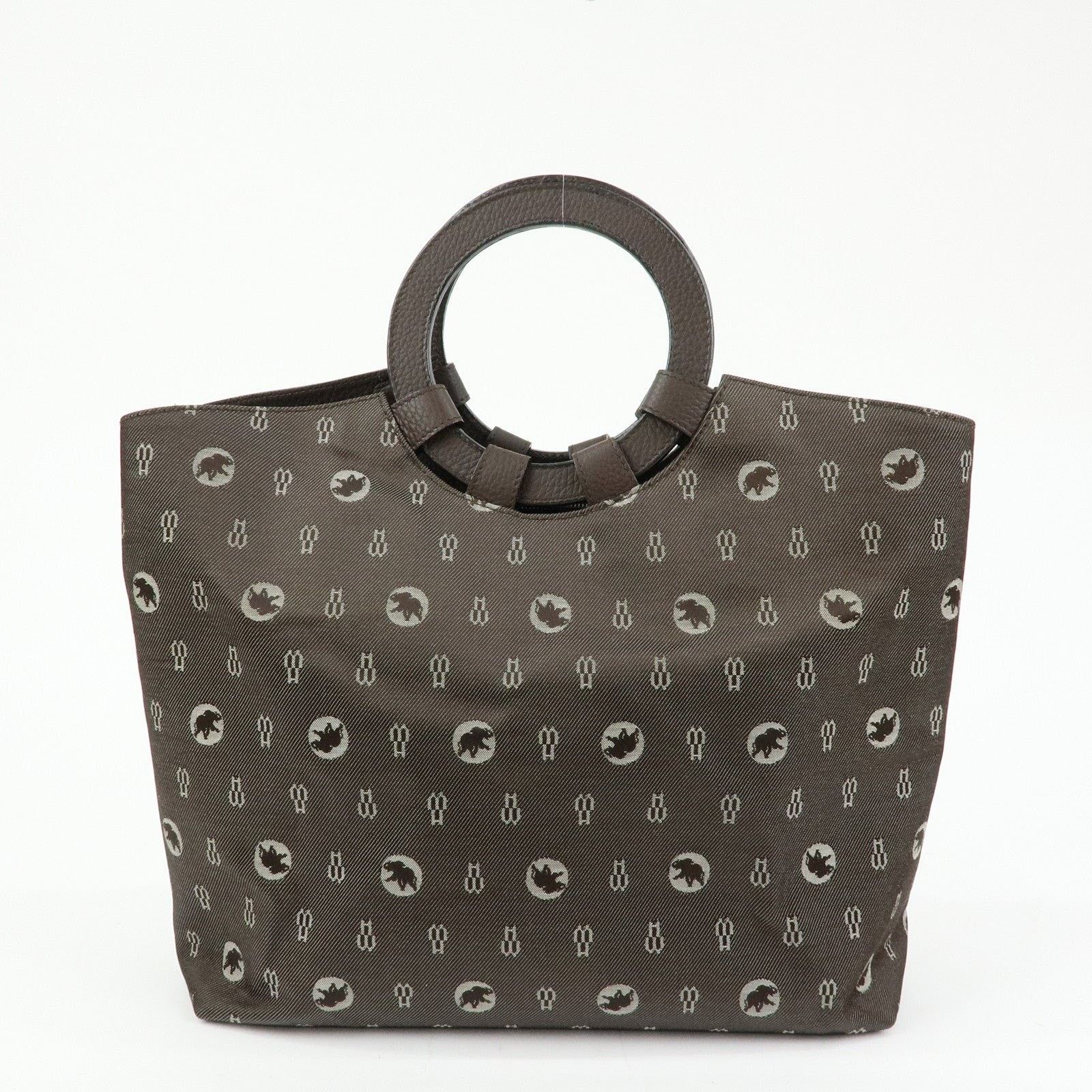 Huntington Hunting World Monogram Canvas & Leather Tote Brown Size ONE SIZE - 2 Thumbnail