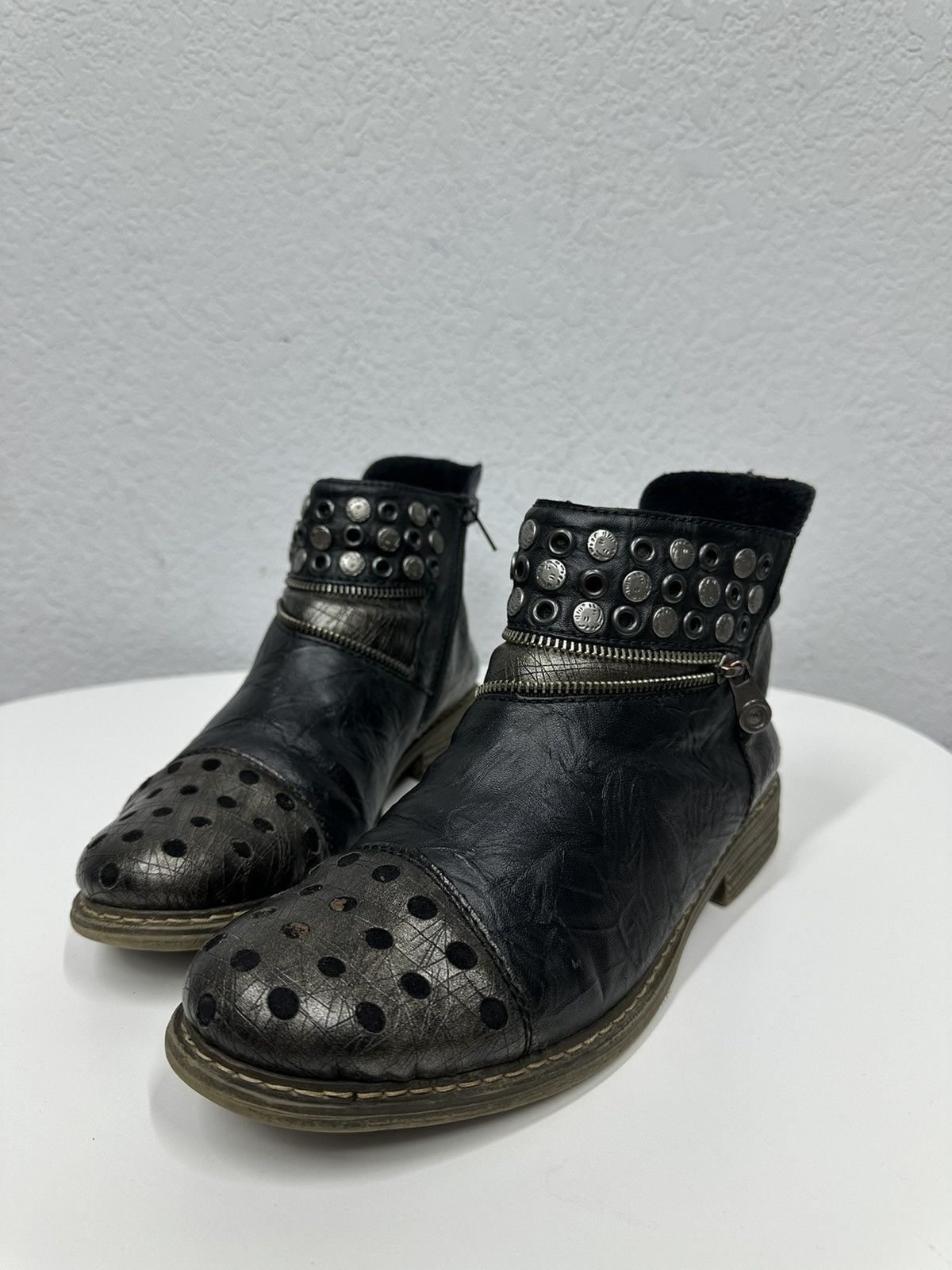 A.S.98 Vintage Leather Metal Opium Boots Ankle IfSixWasNine Guidi Size US 9 / IT 39 - 2 Thumbnail