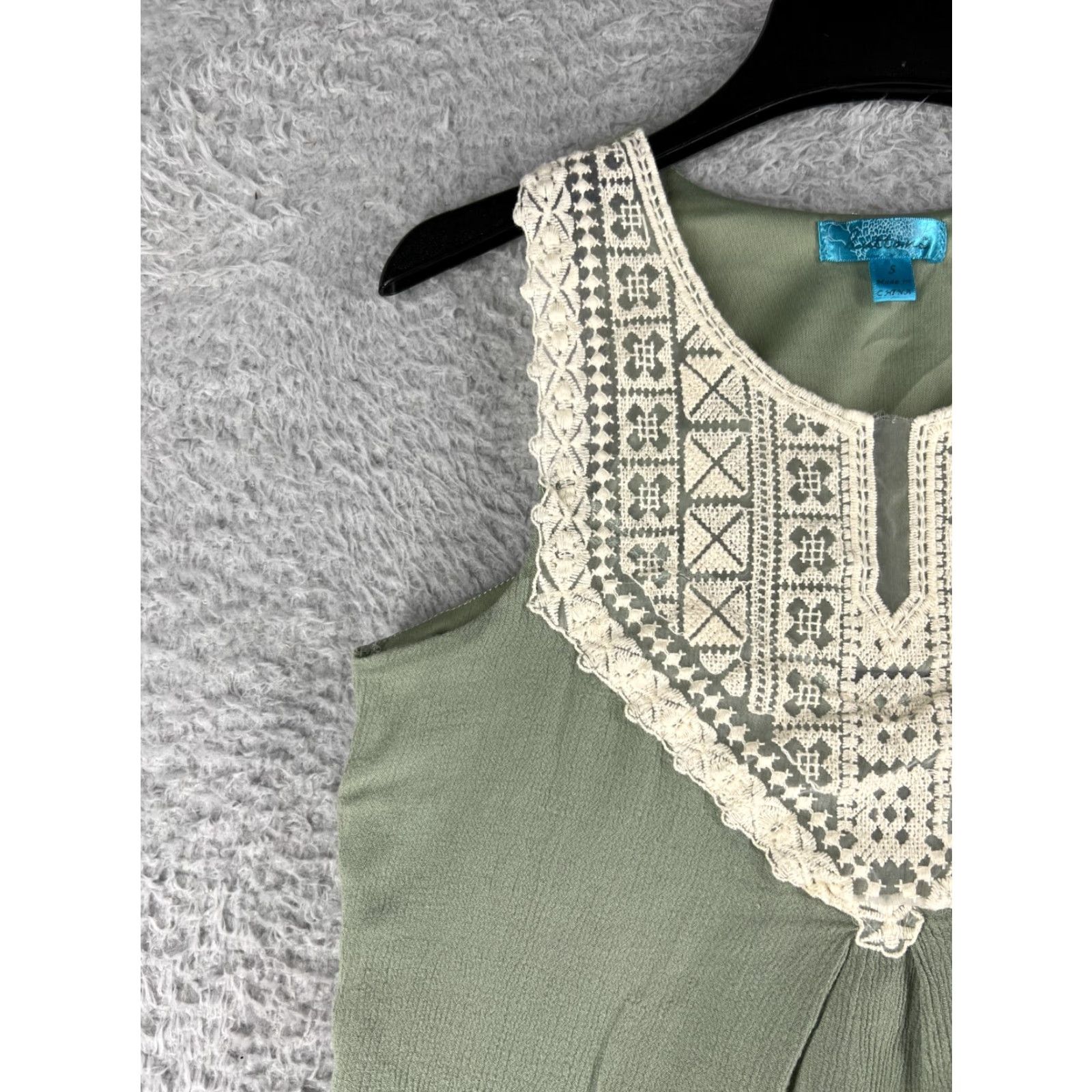 Vintage Buttons Womens Blouse Shirt Small Green Bohemian Sleeveless Round Neck Tank Size L / US 10 / IT 46 - 6 Thumbnail
