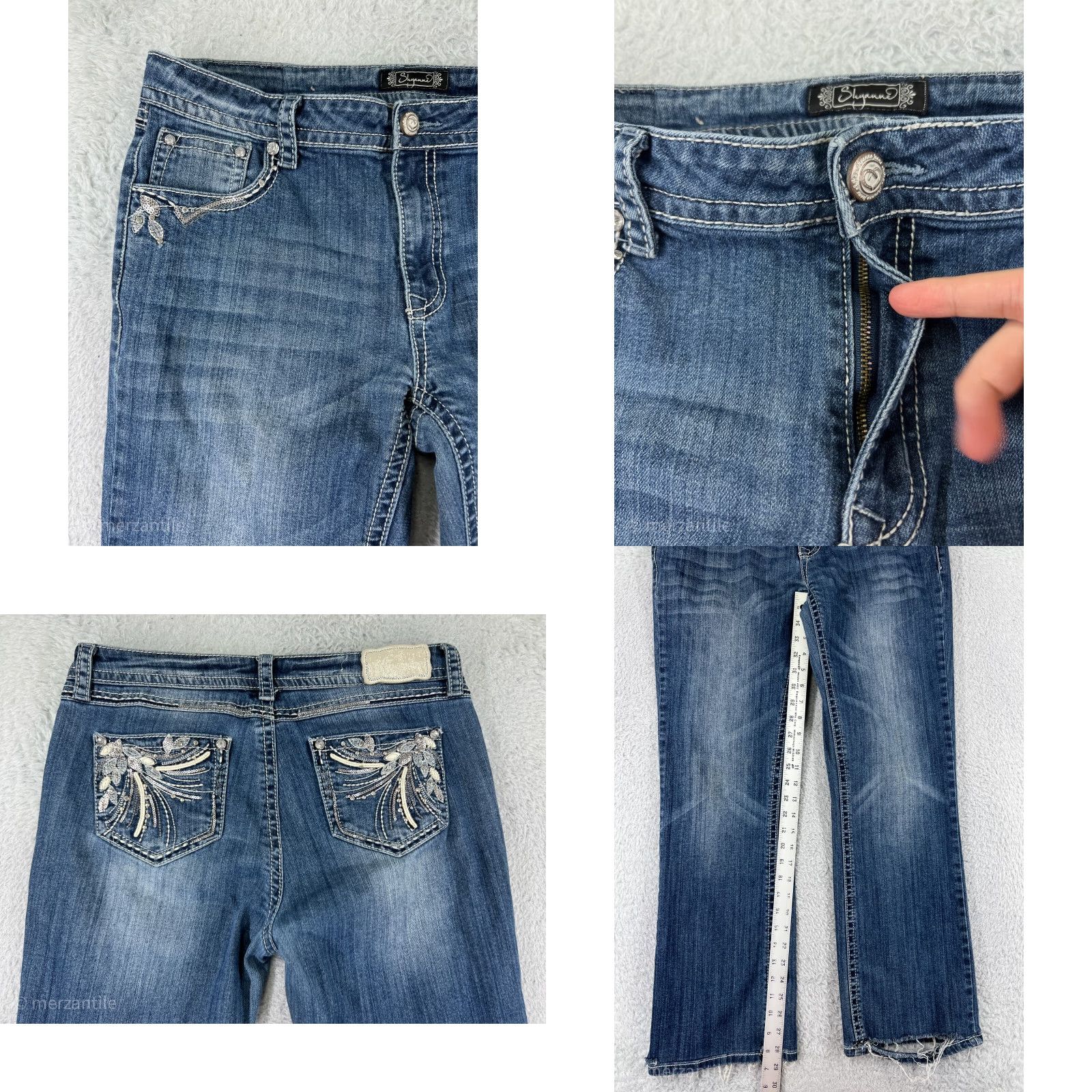 Vintage Shyanne Denim Jeans 33 Blue Bootcut Women’s Jeans Embellished Sequin Bling Embroidered 5-Pocket Size 24" / US 00 / IT 34 - 8 Thumbnail