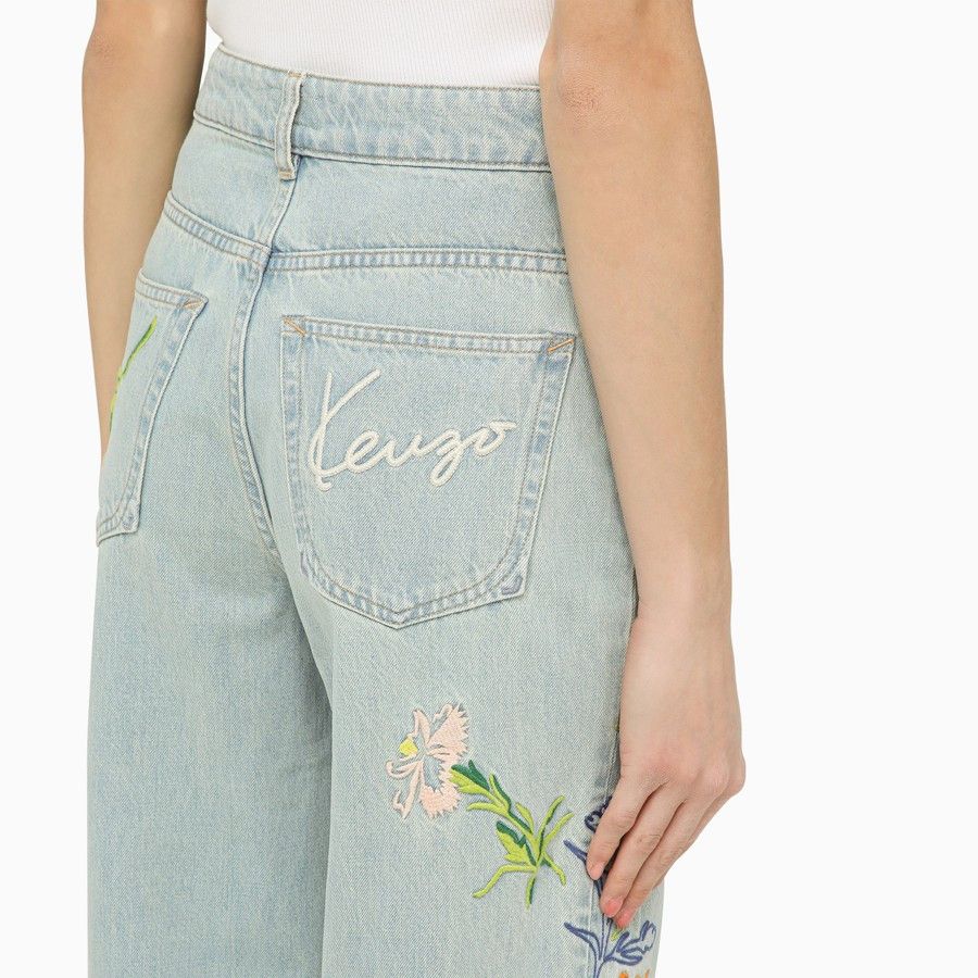 Kenzo o1d2blof0824 Jeans With Denim Flower Embroidery Size 25" / US 0 / IT 36 - 5 Thumbnail
