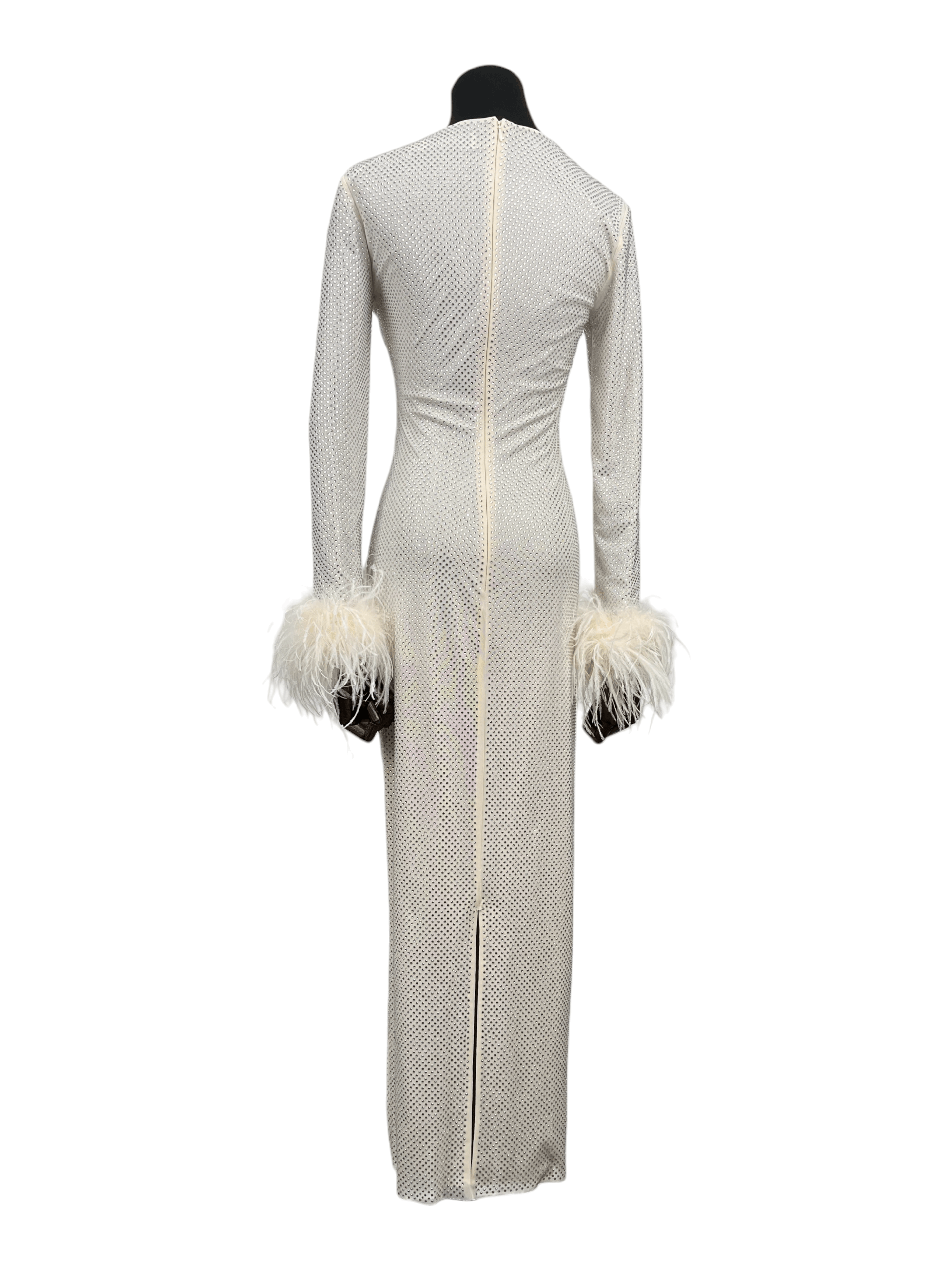 Self-Portrait Self-Portrait Cream Rhinestone Feather Midi Dress Size XS / US 0-2 / IT 36-38 - 2 Thumbnail