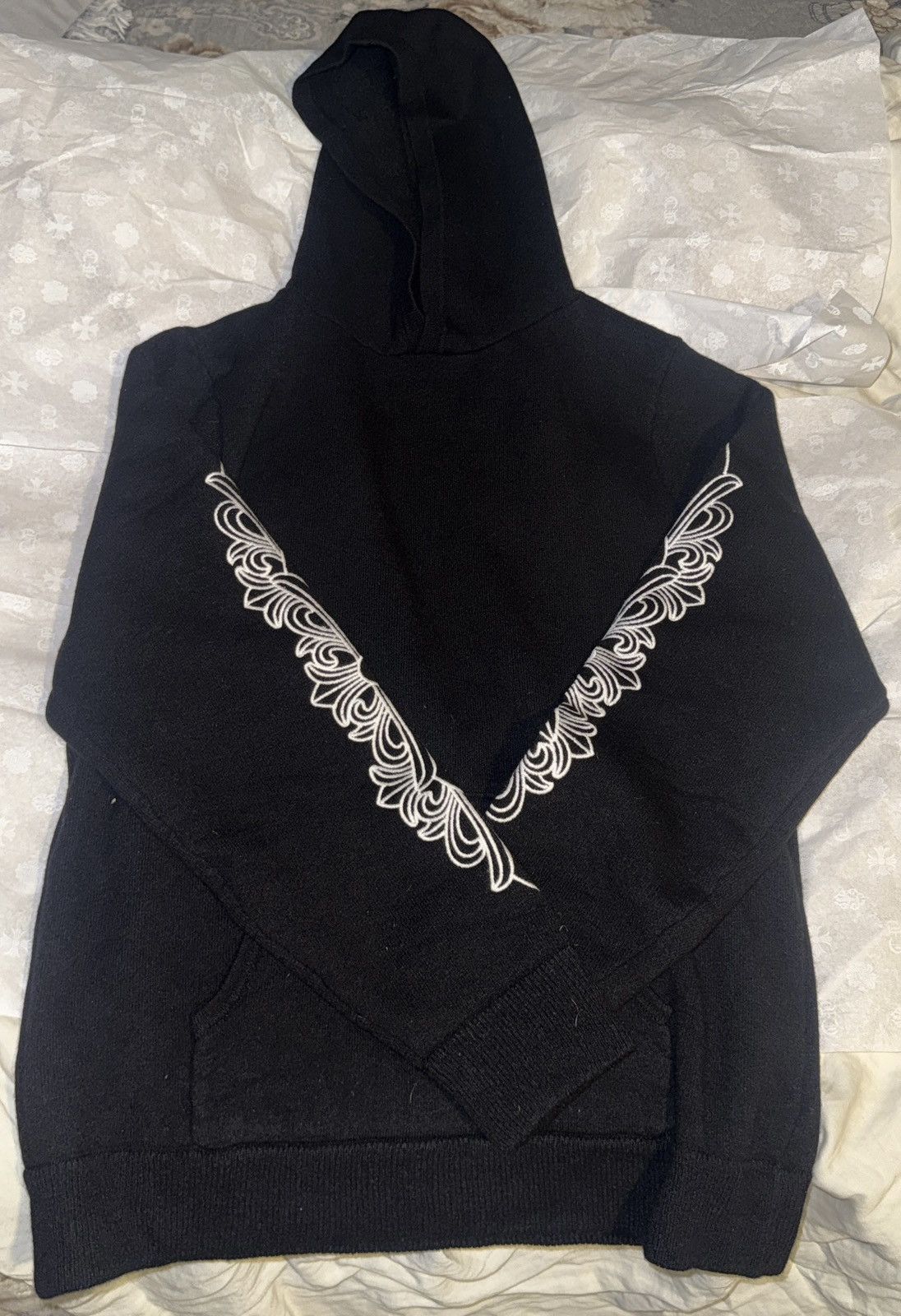 Chrome Hearts Chrome Hearts Black Cashmere Life Sentence Embroidery Hoodie Size US M / EU 48-50 / 2 - 2 Thumbnail