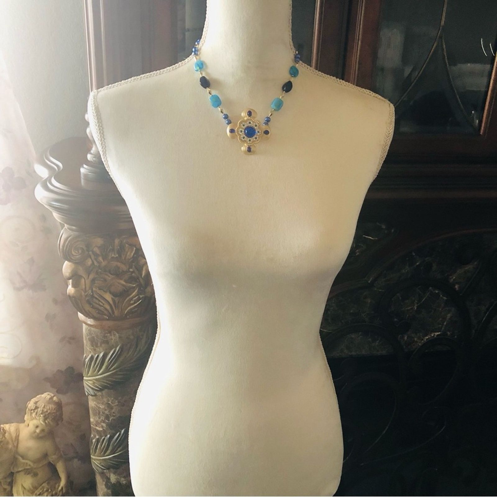 Handmade Handcrafted repurpose glass stone Pearl necklace Size ONE SIZE - 6 Thumbnail