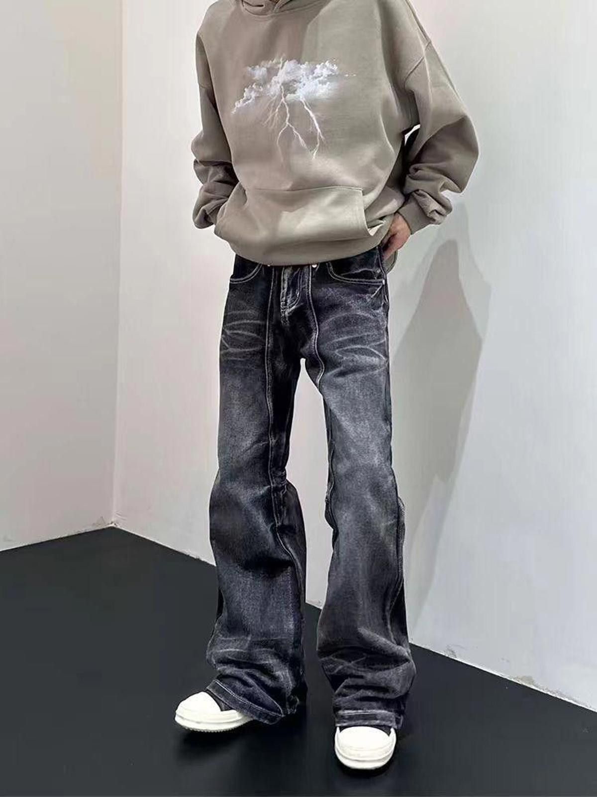 Washed Flared Denim Jeans