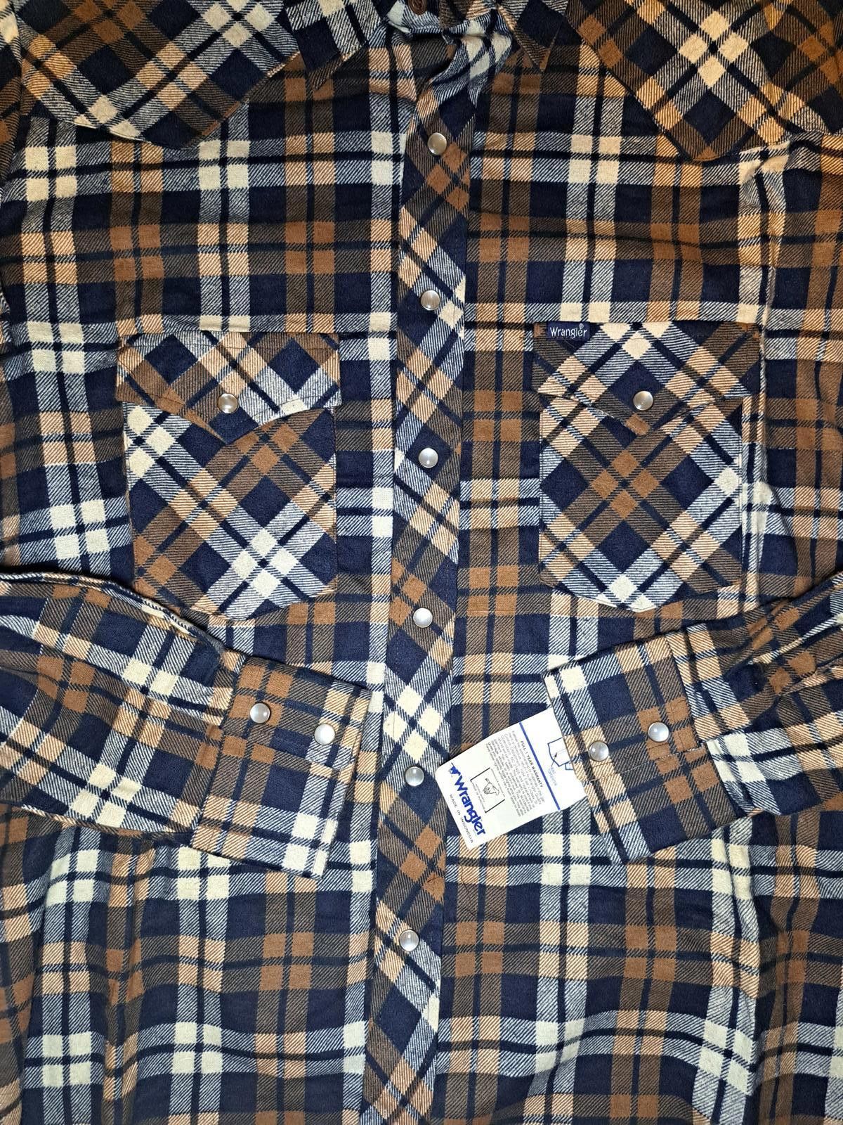 Wrangler NEW Wrangler Pearl Snap Flannel Shirt Mens 1XL Brown Plaid Size US M / EU 48-50 / 2 - 7 Thumbnail