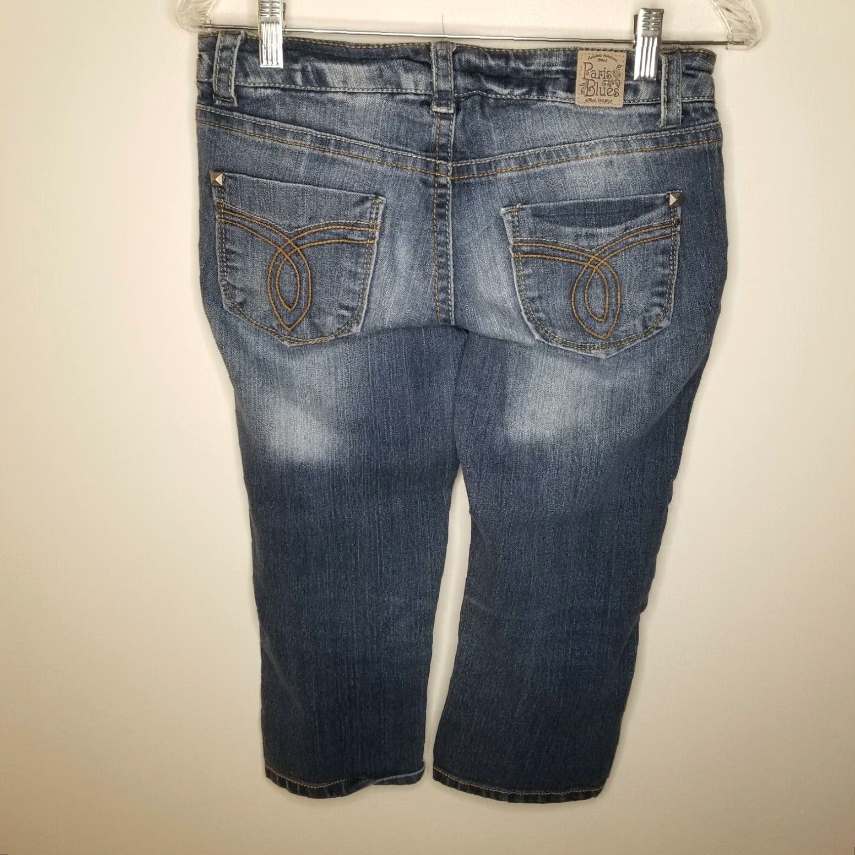 Vintage Paris Blues Capri Jeans Womens Size 7 Dark Blue Distressed Denim Size 28" / US 6 / IT 42 - 5 Thumbnail