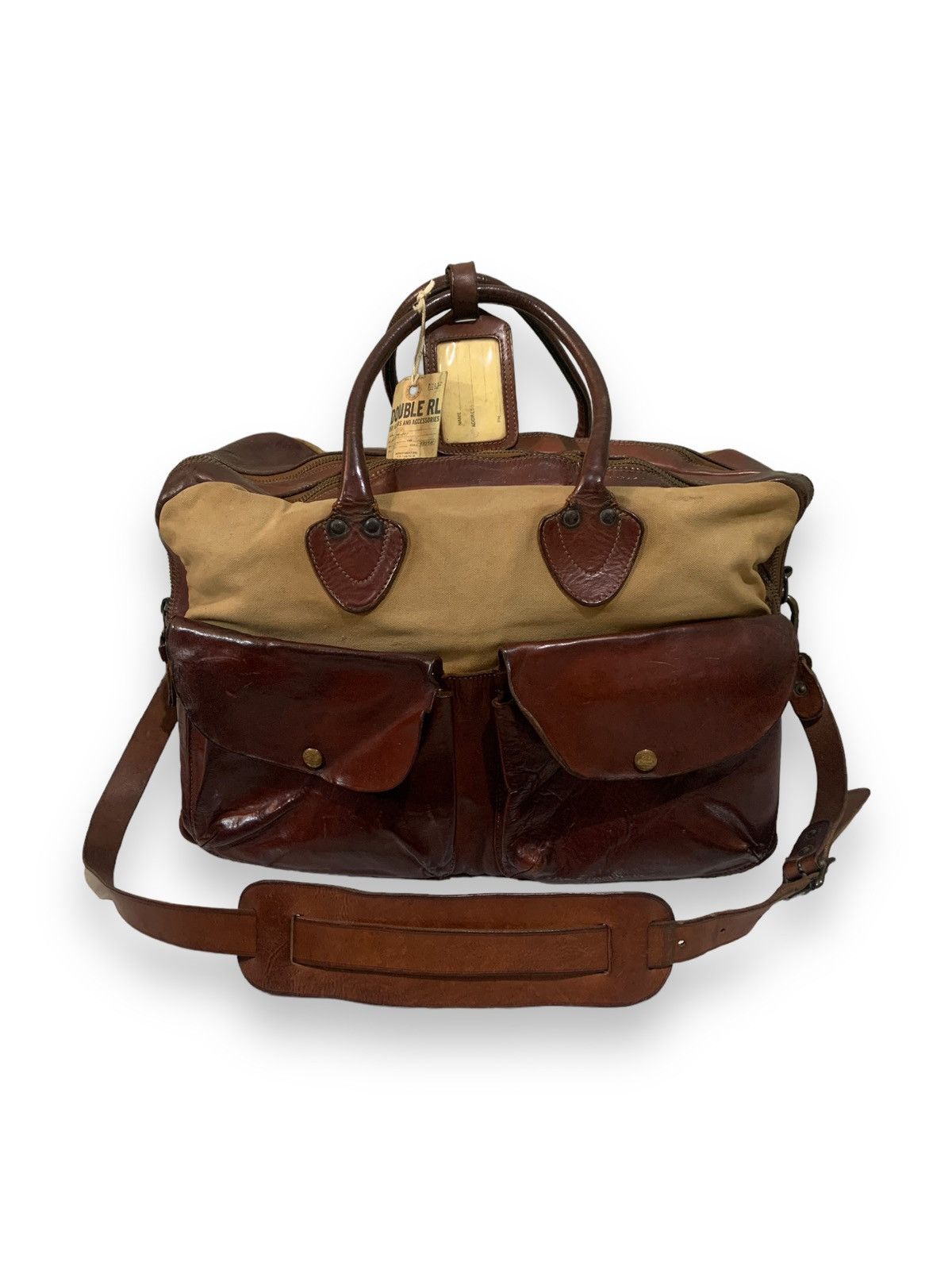 RRL LEATHER CANVAS BAG レザー バッグ RRL Ralph Lauren × Ralph Lauren × Vintage Double RL Leather