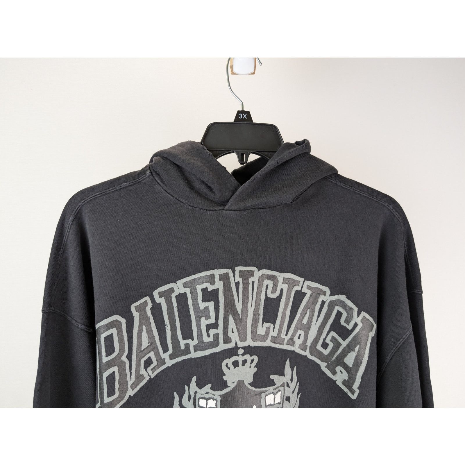 Balenciaga o1rshd1 DIY College No Pocket Medium Fit Hoodie Washed Black Size US M / EU 48-50 / 2 - 3 Thumbnail