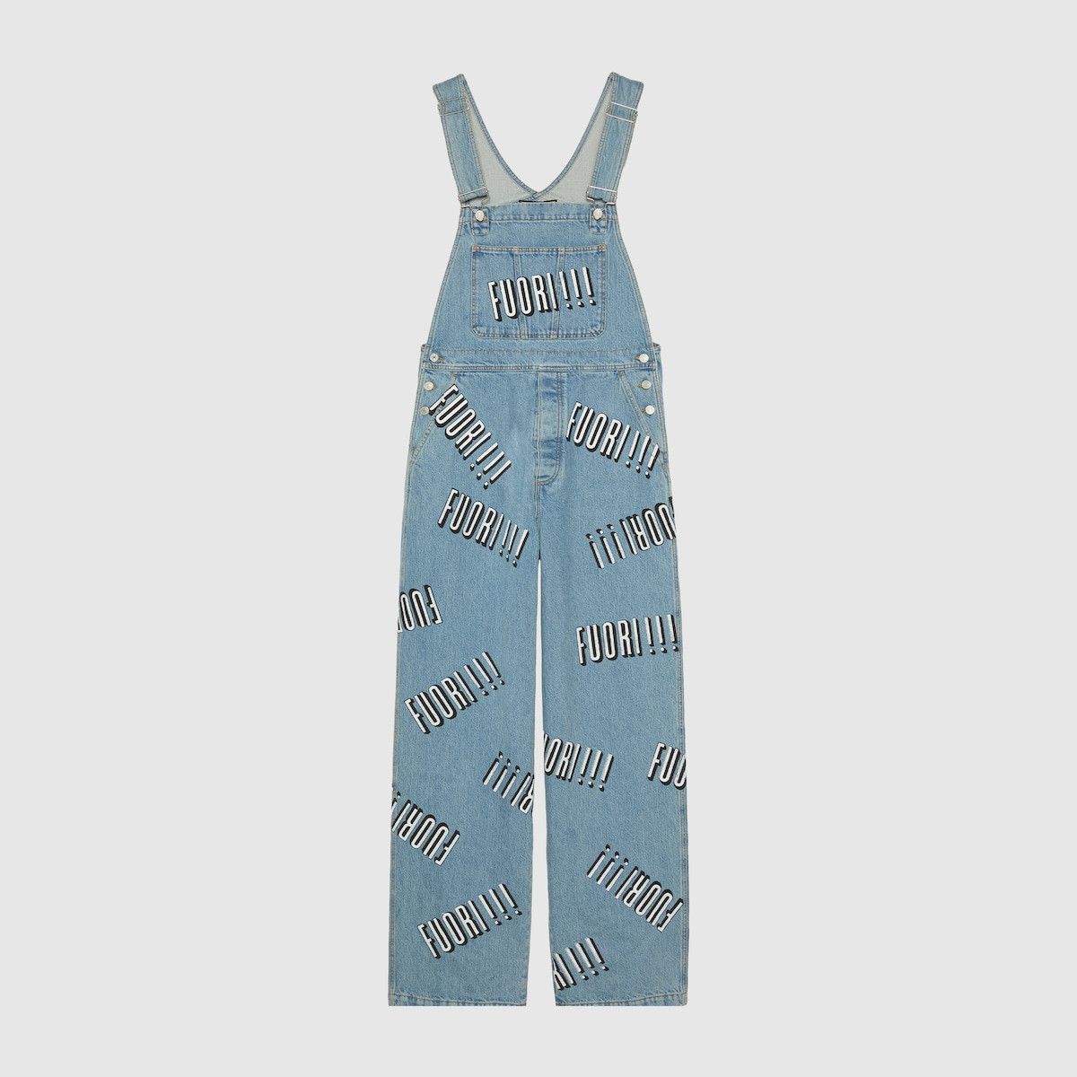 32 - Gucci Cotton Denim Overall Fuori!! Print Jeans Blue