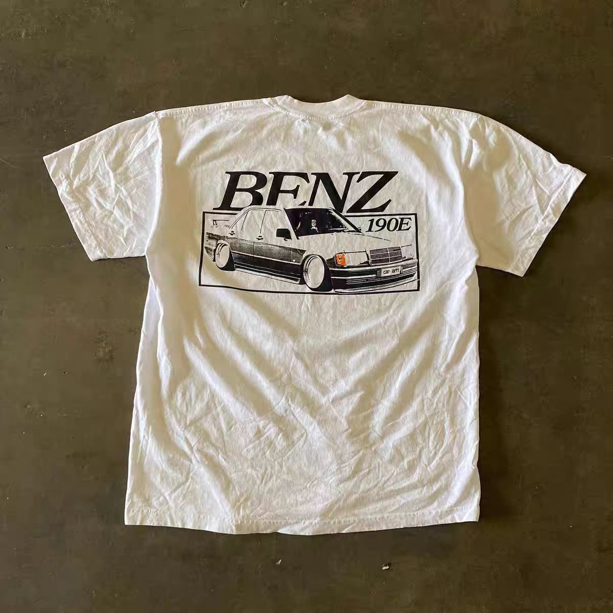Vintage White casual retro car print loose t-shirt Size US M / EU 48-50 / 2 - 1 Thumbnail