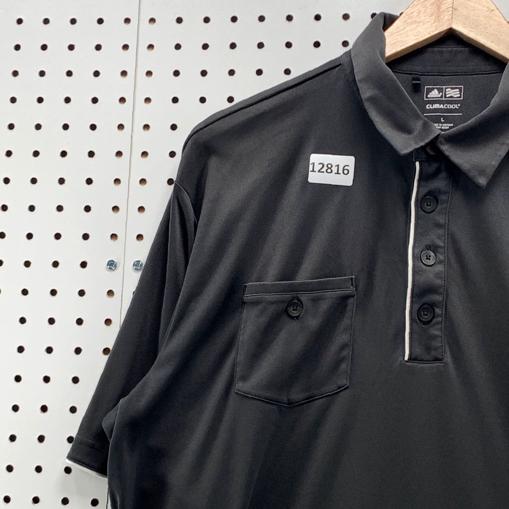 Adidas Adidas Golf Shirt Polo Climacool Mens Large Black Pocket Button Short Sleeve Size US L / EU 52-54 / 3 - 4 Thumbnail