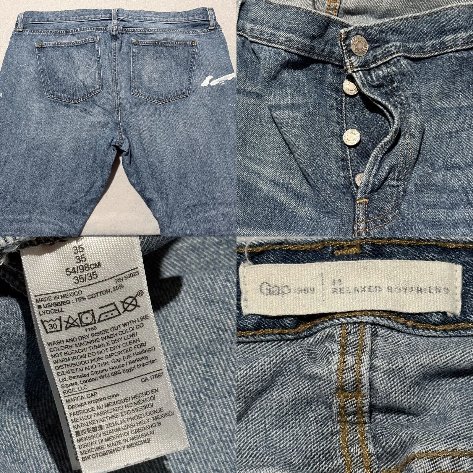 Gap Gap Jeans Womens Blue Denim Distressed Paint Splatter Relaxed Fit - 35 Size 24" / US 00 / IT 34 - 8 Thumbnail