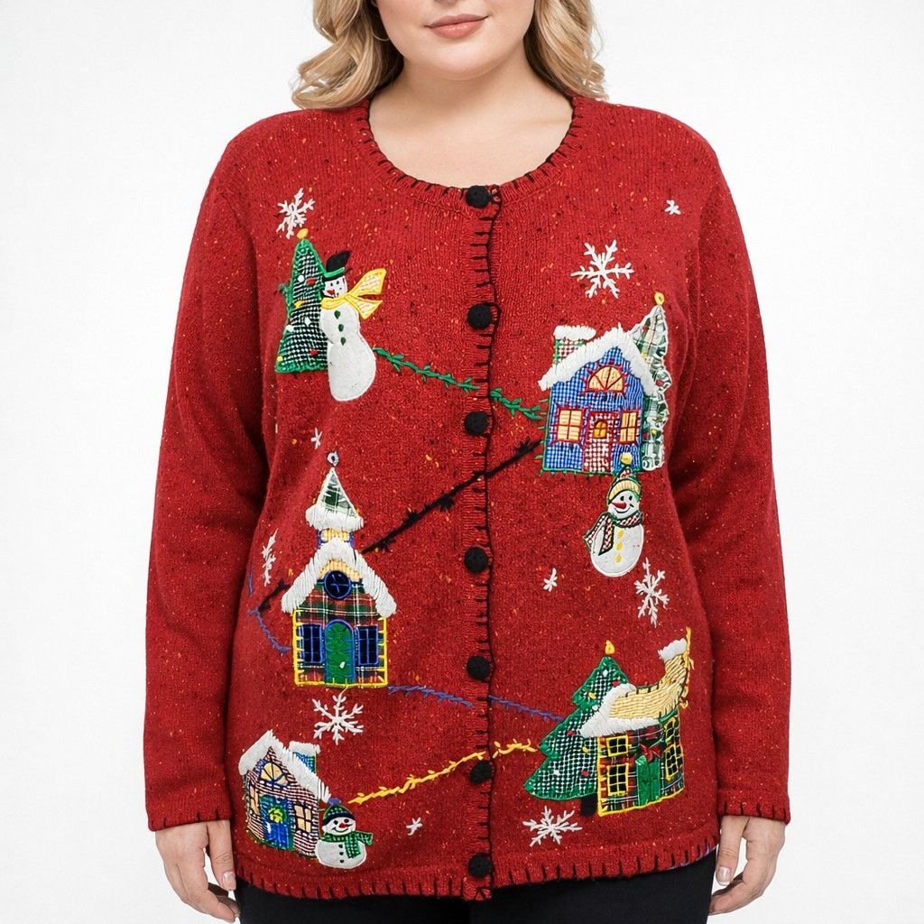Vintage Victoria Jones Cardigan Sweater 2XL Holiday Ugly Christmas Size XXL / US 16-18 / IT 52-54 - 1 Thumbnail
