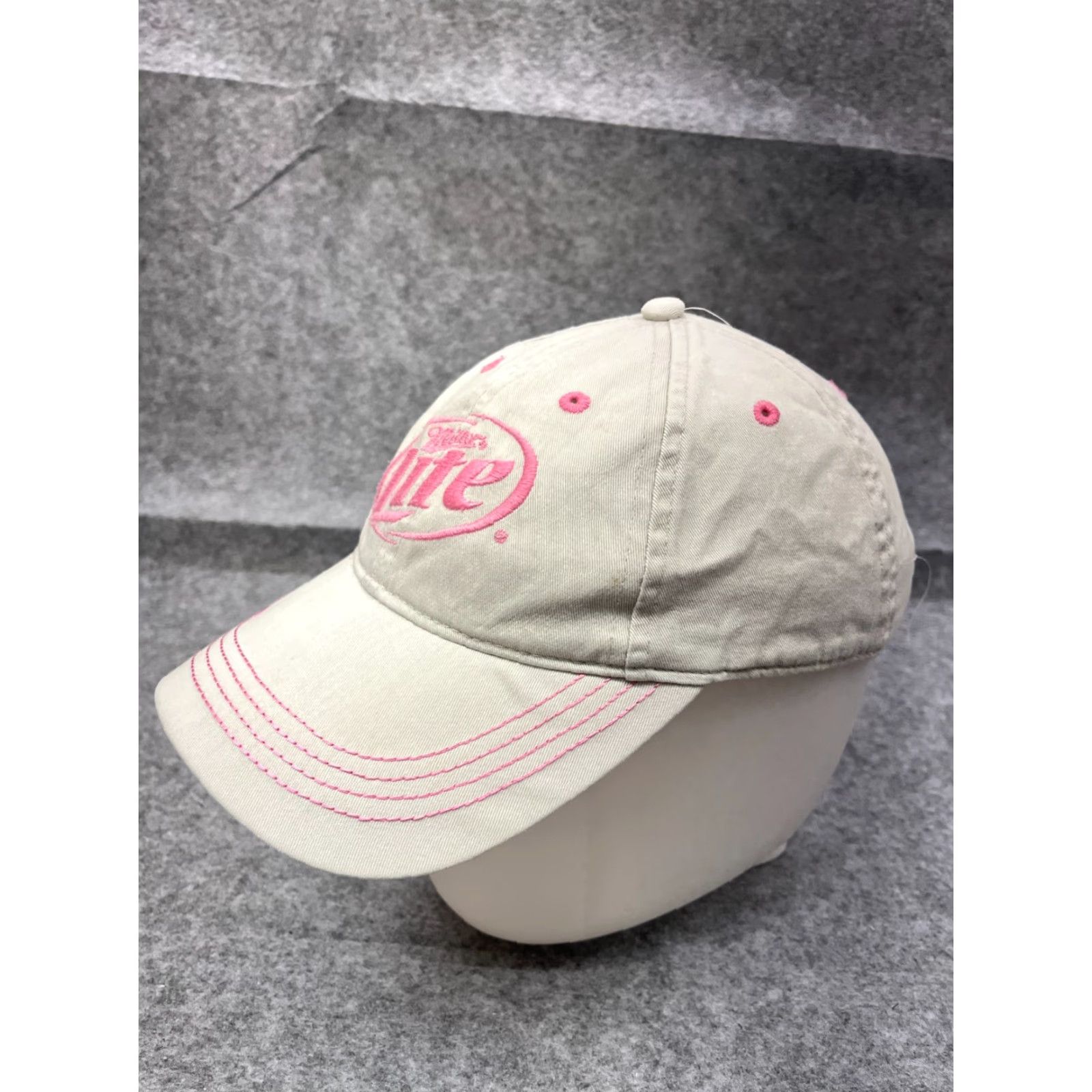 Vintage Miller Lite Hat Cap Strap Back Women One Size White Pink Floral 100% Cotton Baseball Cap Adjustable Womens Hats Accessories Size ONE SIZE - 4 Thumbnail