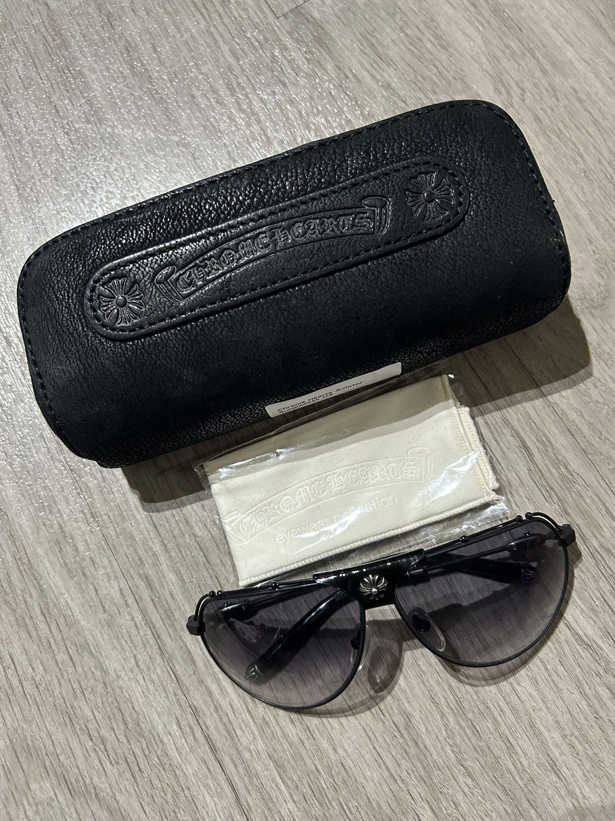 Chrome Hearts Chrome hearts aviator glasses shades sunglasses black silver Size ONE SIZE - 9 Thumbnail