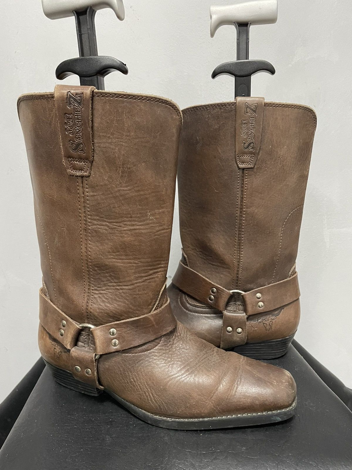 Sancho Boots Western brown leather moto boots harley davidson style y2k Size US 10 / EU 43 - 5 Thumbnail