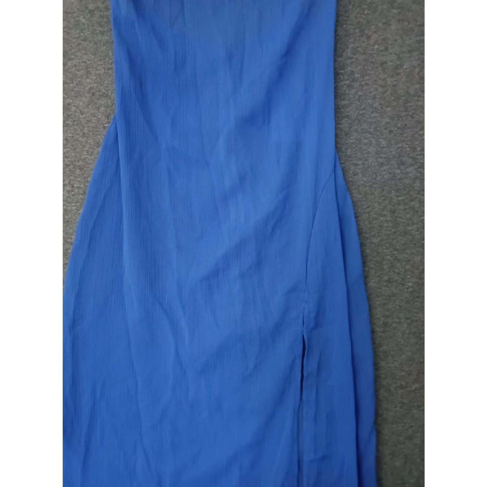 Vintage Toluca Swim Blue Maxi Cowl Neck Sheer Dress - Womens Size S Beach Cover Up, Sleeveless, Long, Polyester, 100% Polyester, Solid, Summer Size S / US 4 / IT 40 - 7 Thumbnail