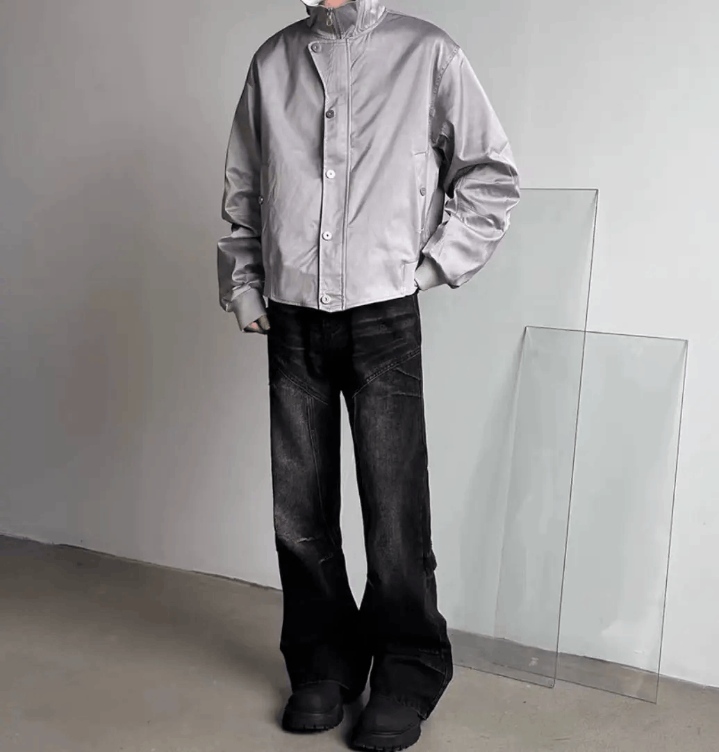 Japanese Brand × Jean Street vintage washed black cracked wide leg jeans Size US 34 / EU 50 - 4 Thumbnail