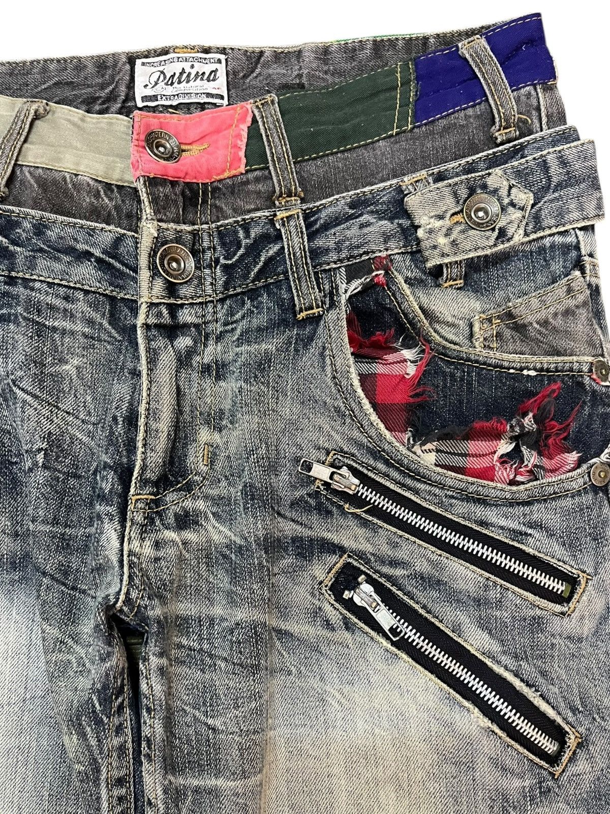 Beauty Beast × Hysteric Glamour × Japanese Brand Vintage Patina Double Waist AvantGarde Style Denim Size US 31 - 4 Thumbnail
