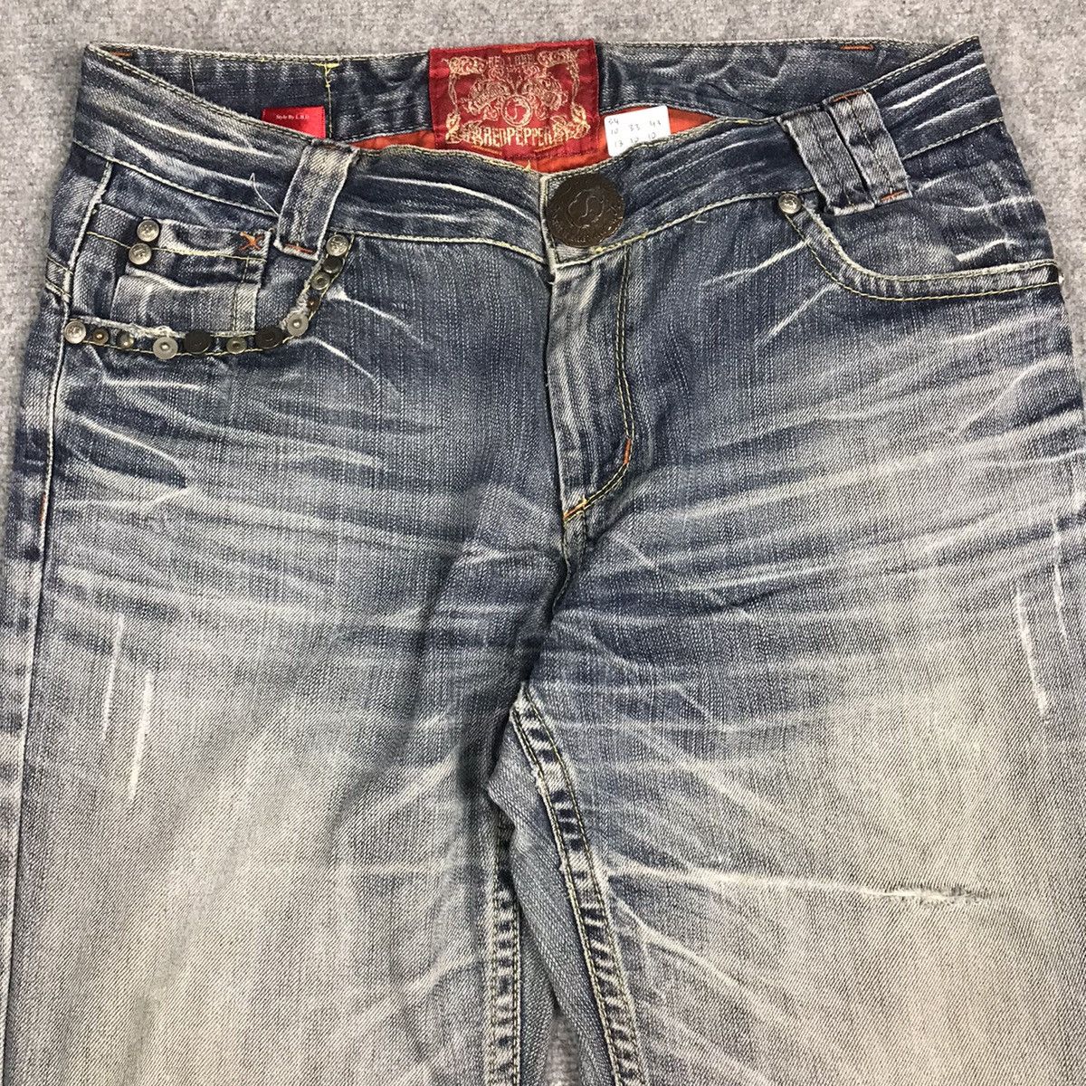 Japanese Brand DISTRESSED DENIM BAGGY RED PEPPER PANTS Size US 34 / EU 50 - 7 Thumbnail