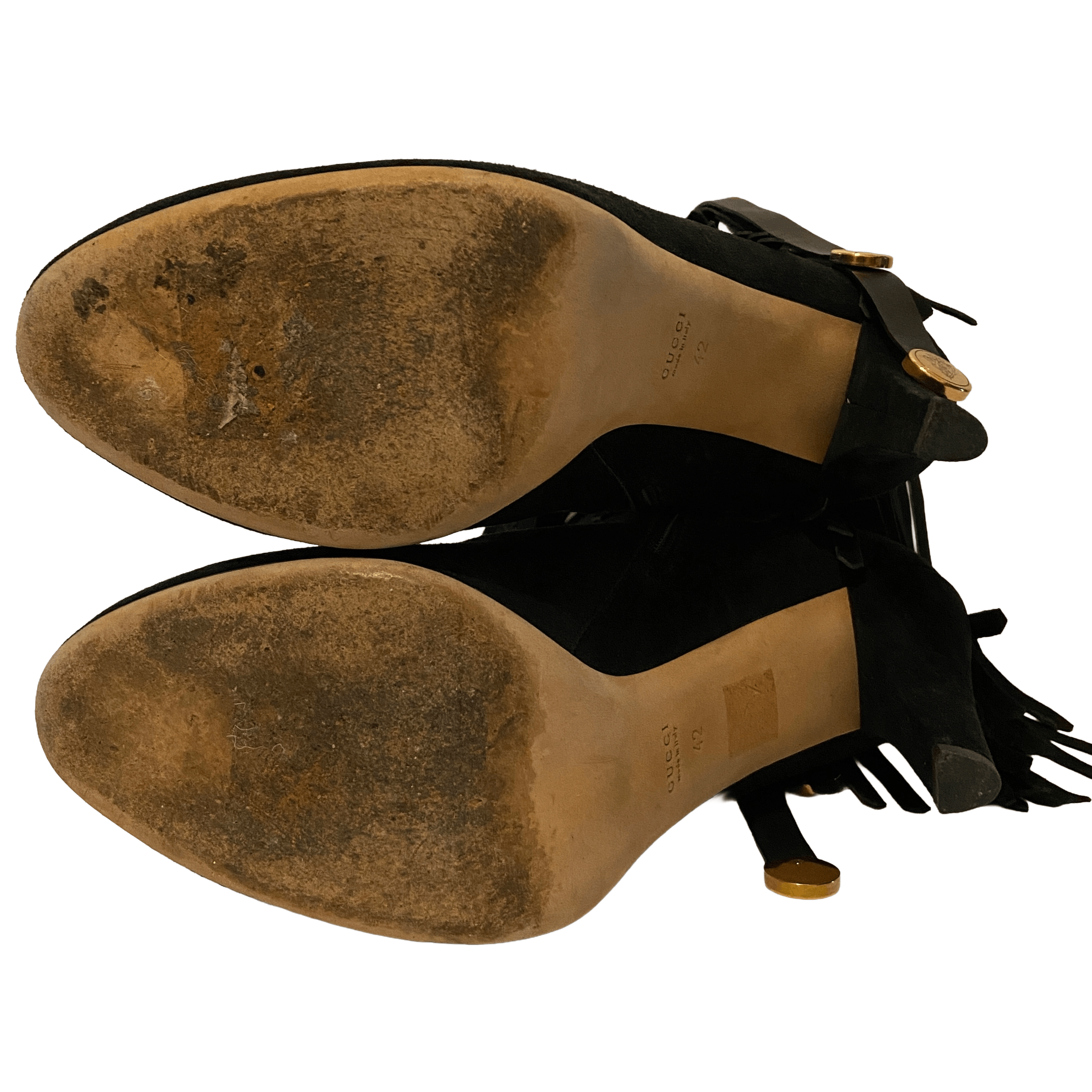 Gucci DEVANDRA BLACK SUEDE FRINGE HIGH HEEL BOOTS BOOTIES Size US 12 / IT 42 - 8 Thumbnail