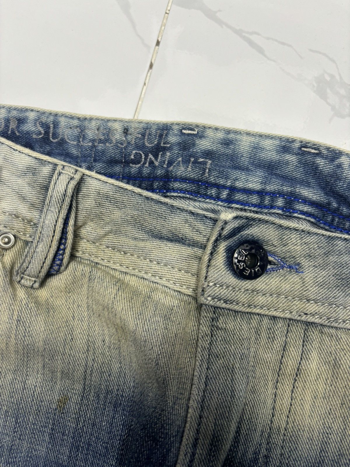 Diesel RARE VINTAGE DIESEL ACID WASH DESTROYED DENIM JEANS Size US 31 - 11 Thumbnail