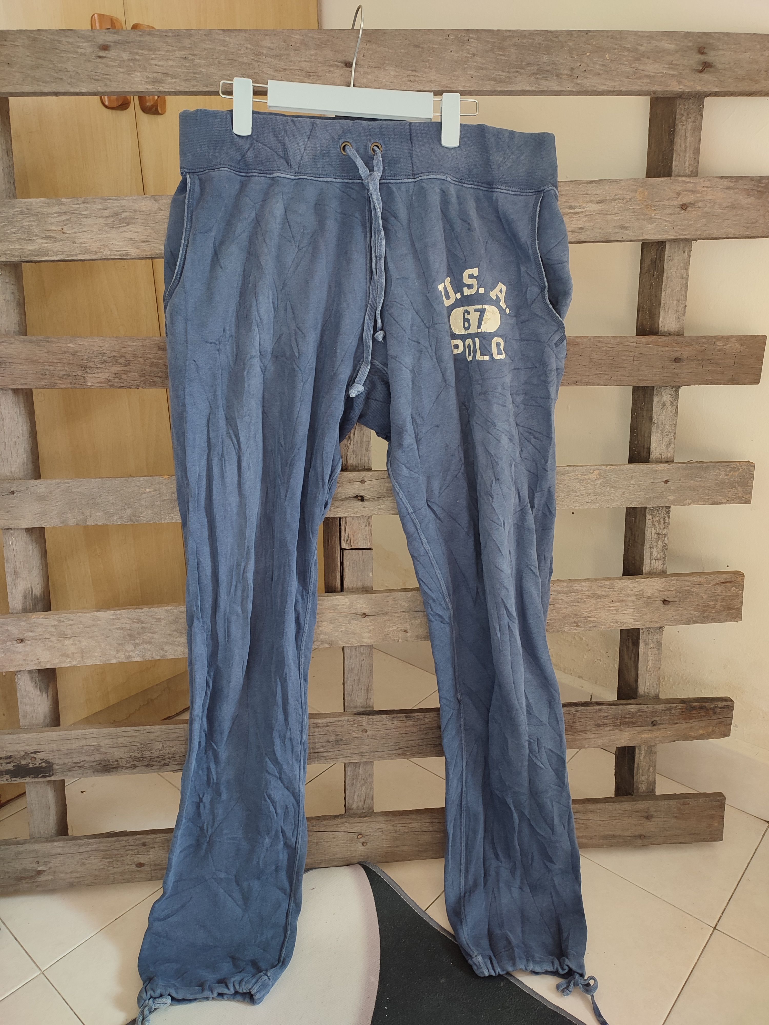 image of U.s.a. 67 Polo Ralph Laurent Distressed Joggers in Navy Blue, Men's (Size 35)