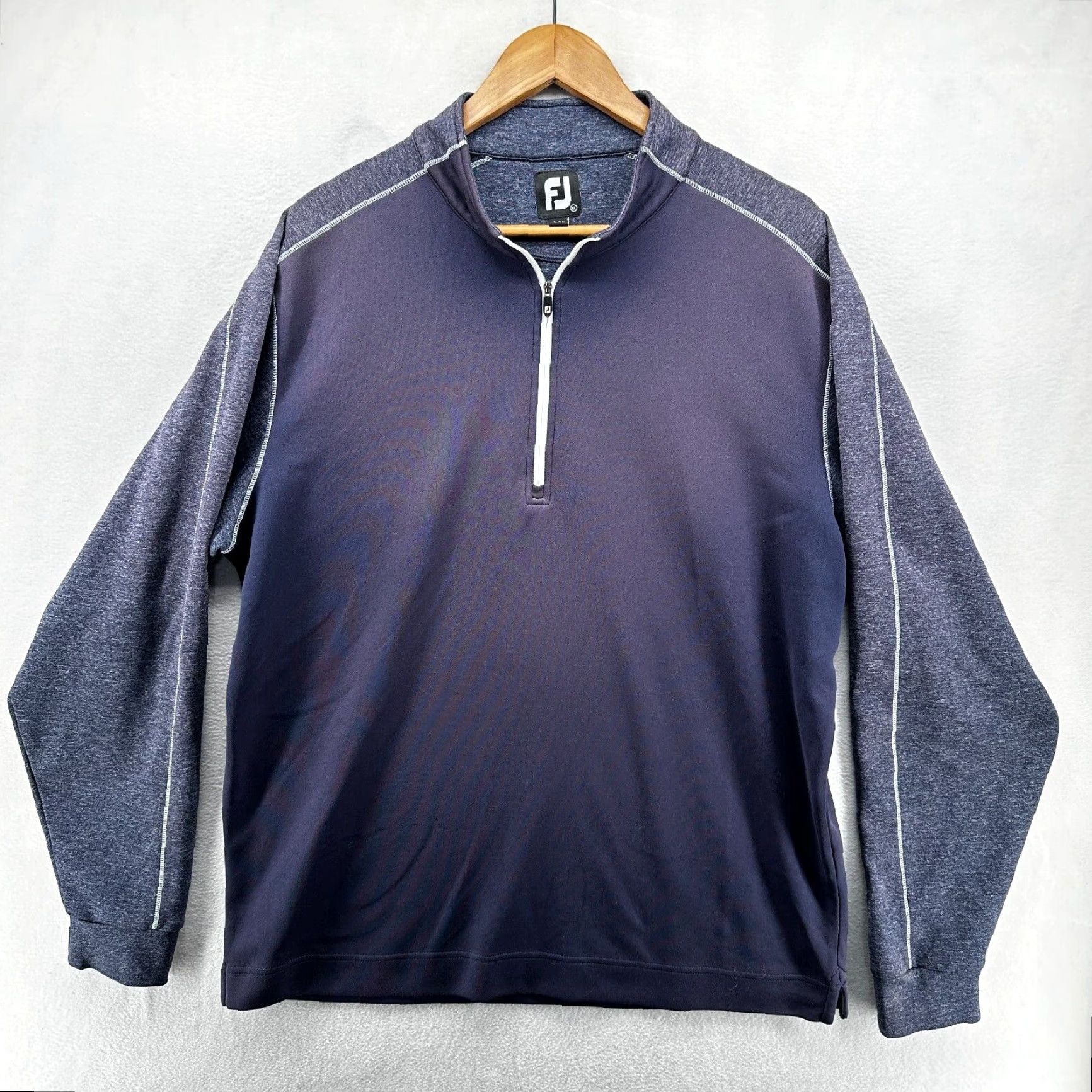 Footjoy FootJoy Sweatshirt Men's XL Long Sleeve Quarter Zip Pullover Mock Neck Blue Gray Solid Winter Classic Comfort Size US XL / EU 56 / 4 - 2 Thumbnail