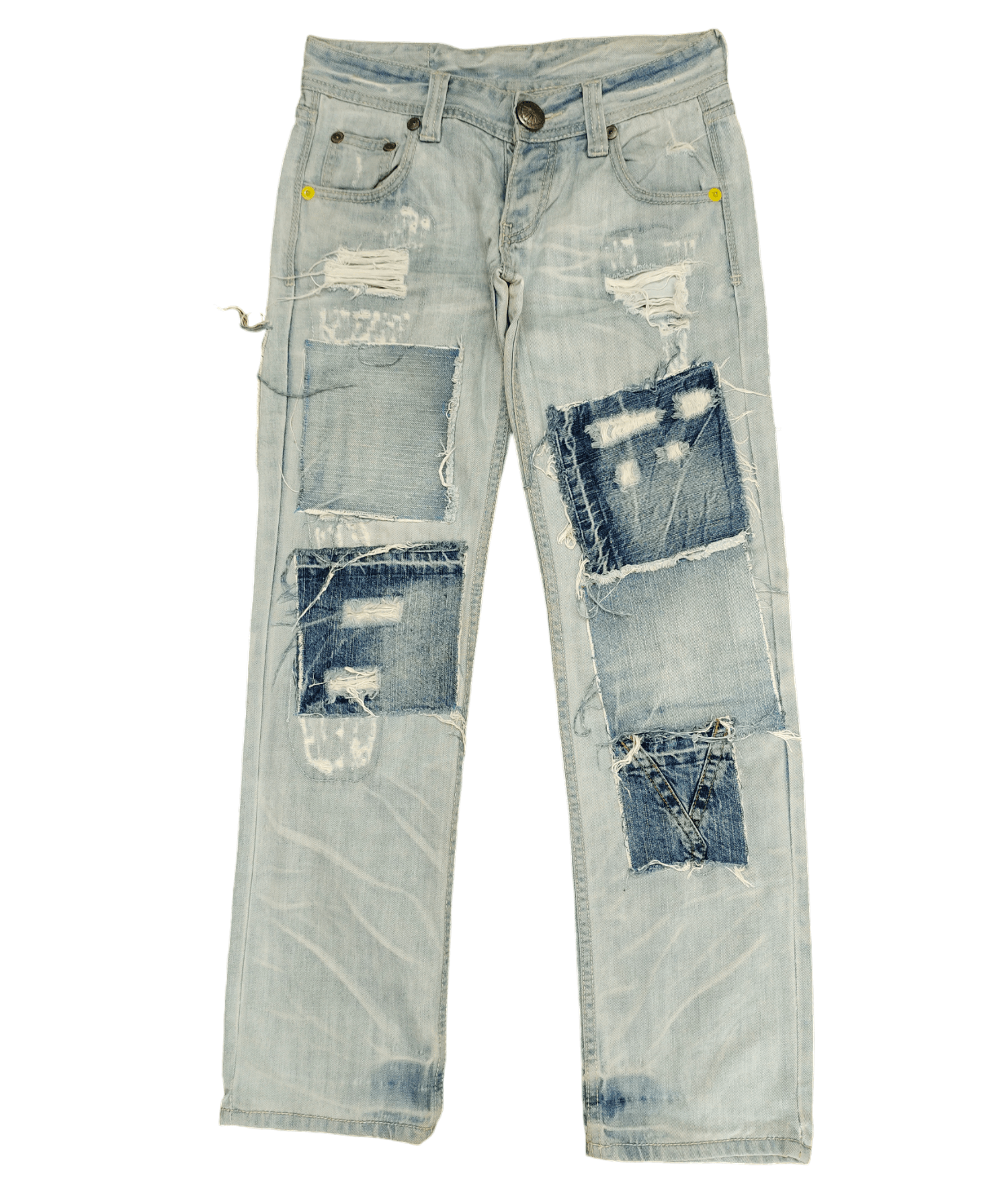 Vence Jpn Patchwork Distress Jeans Low Rise Undercover Style