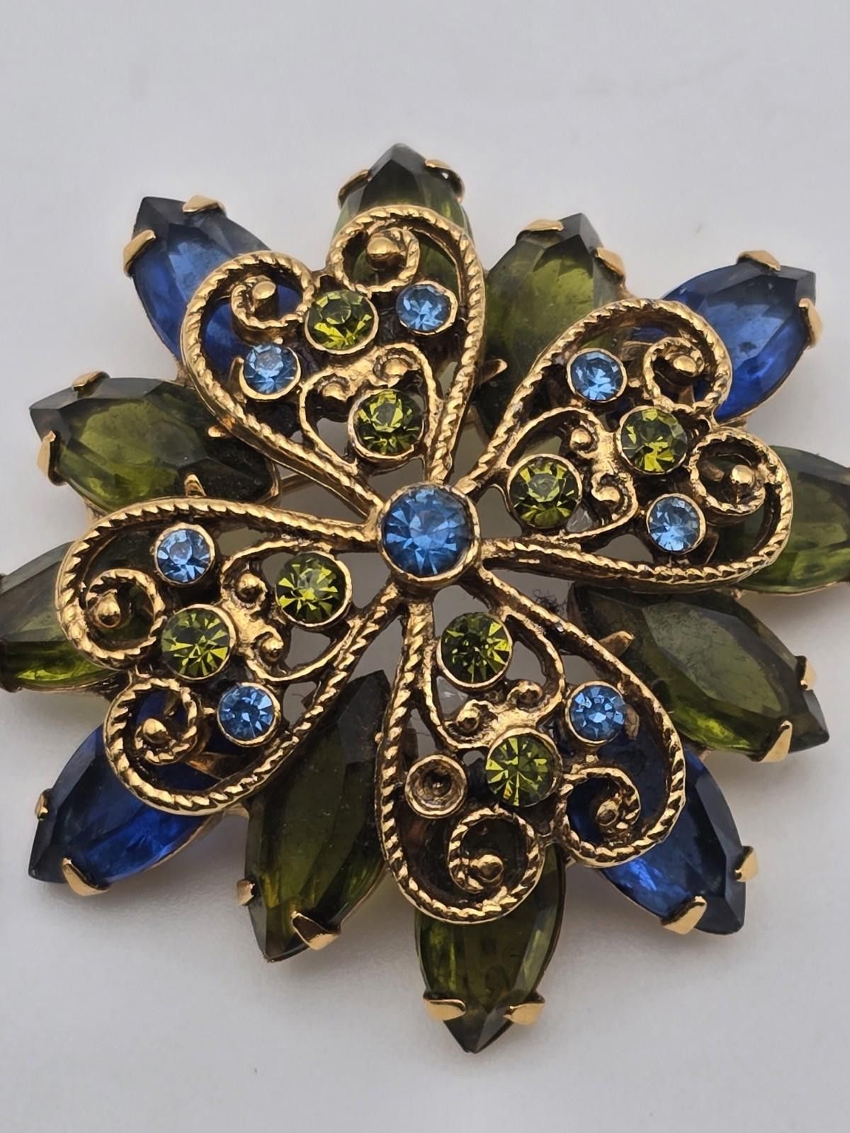 Other Vintage Filigree Brooch Earrings Blue & Green Stones Size ONE SIZE - 6 Thumbnail