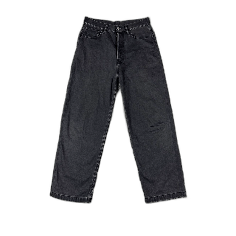 Gray Denim Pants with Washed Texture -2506