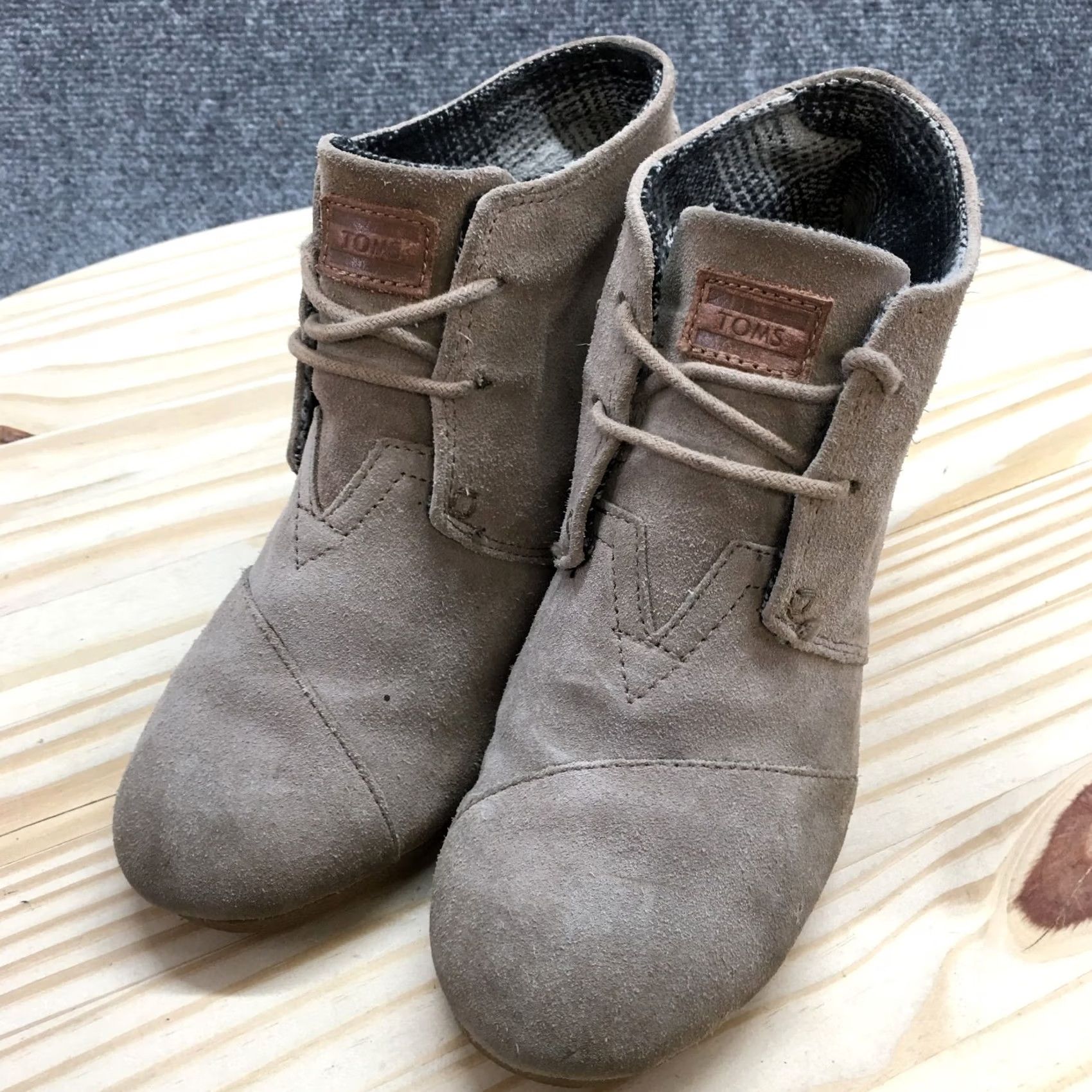 Toms TOMS Boots Womens 6.5 Desert Brown Lace Up Casual Comfort Wedge Ankle Top Shoes Size M / US 6-8 / IT 42-44 - 7 Thumbnail
