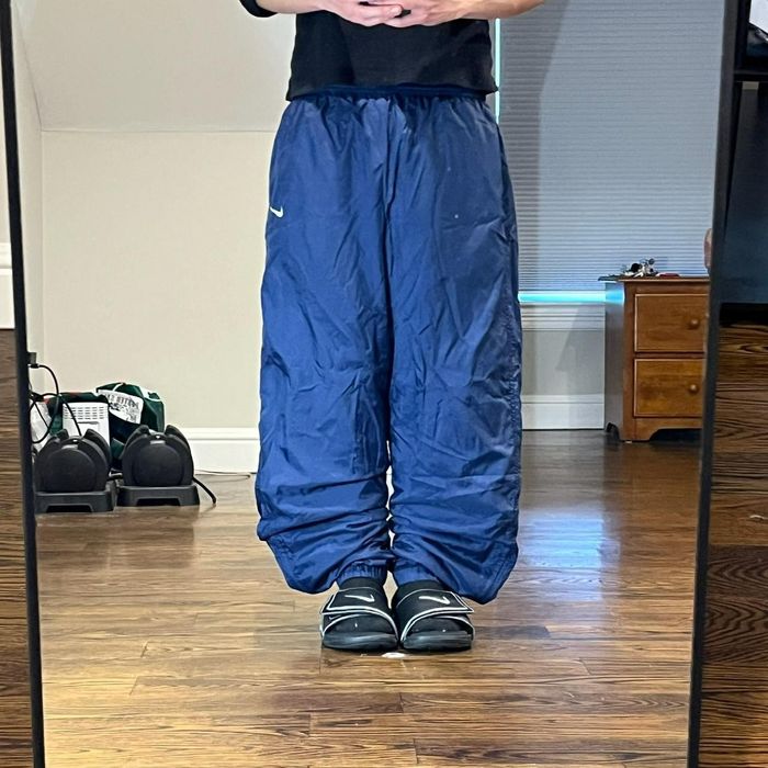 Vintage vintage 2000s baggy wide leg navy blue nike track pants Grailed