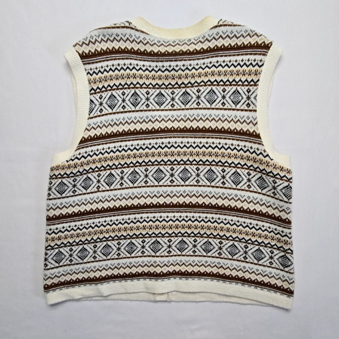 Vintage Vintage Southern Lady Vest Fair Isle Pattern Brown Cream 1X Size L / US 10 / IT 46 - 7 Thumbnail