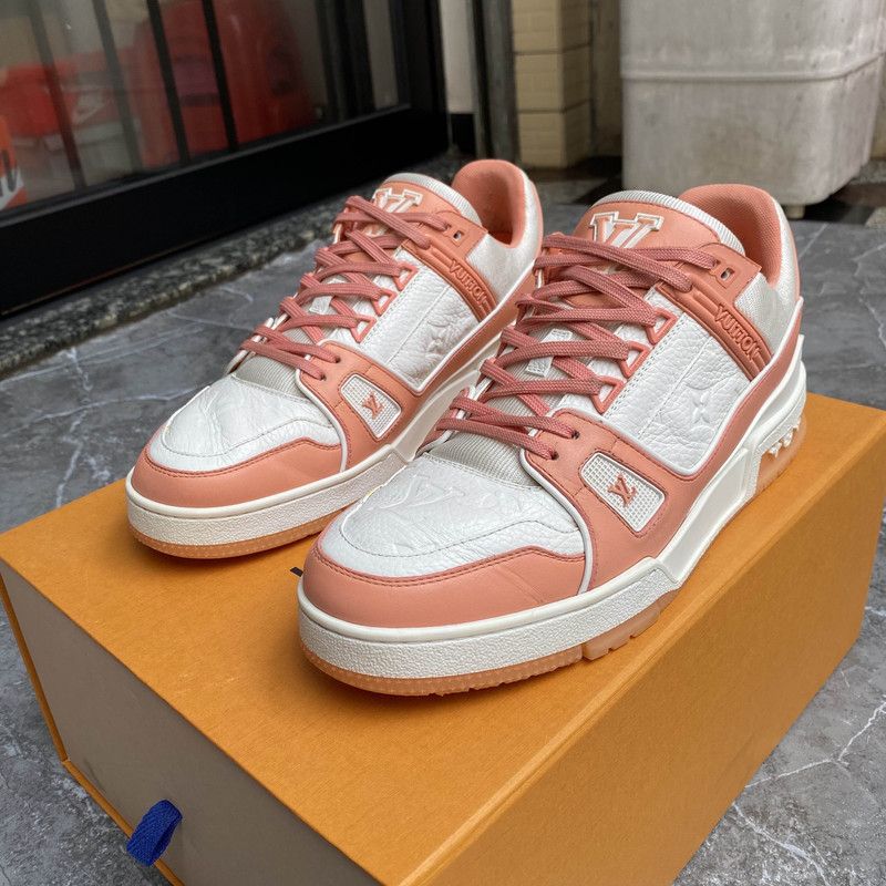 Louis Vuitton Trainer Peach Leather Low Top Sneakers 0079