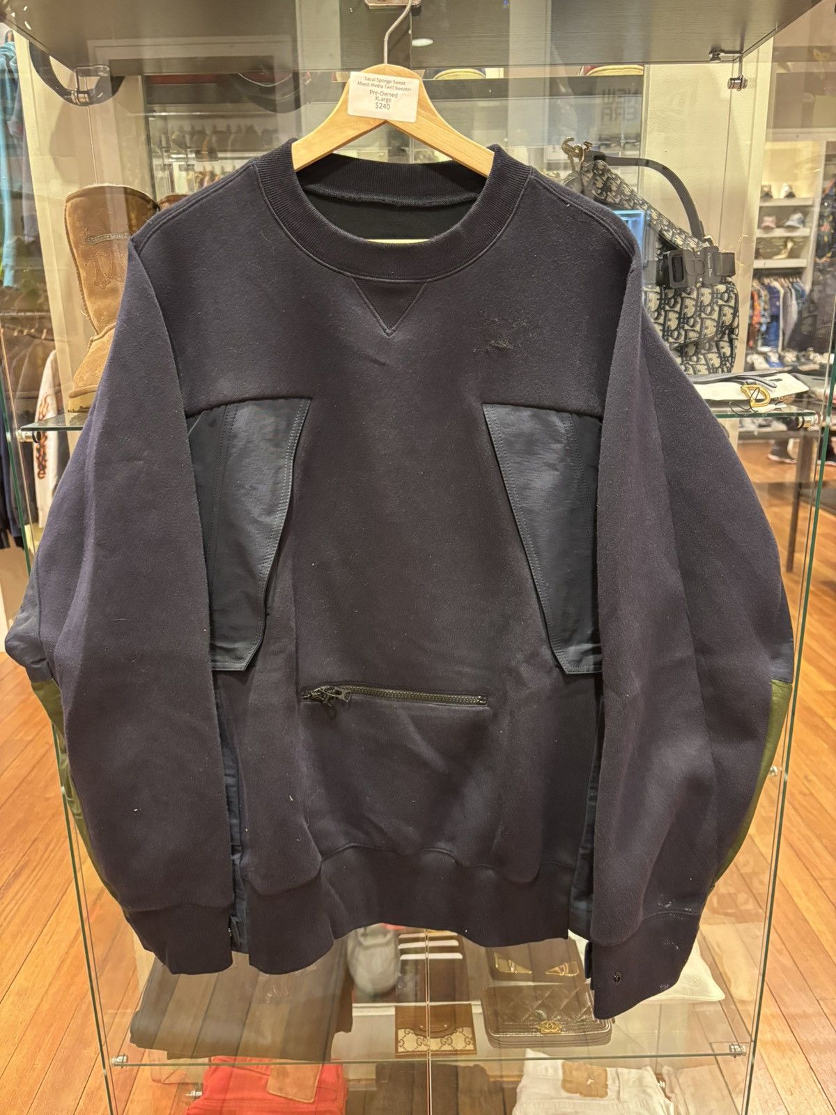Sacai Sacai Sponge Sweat Mixed Media Twill Sweater Size US XL / EU 56 / 4 - 1 Thumbnail