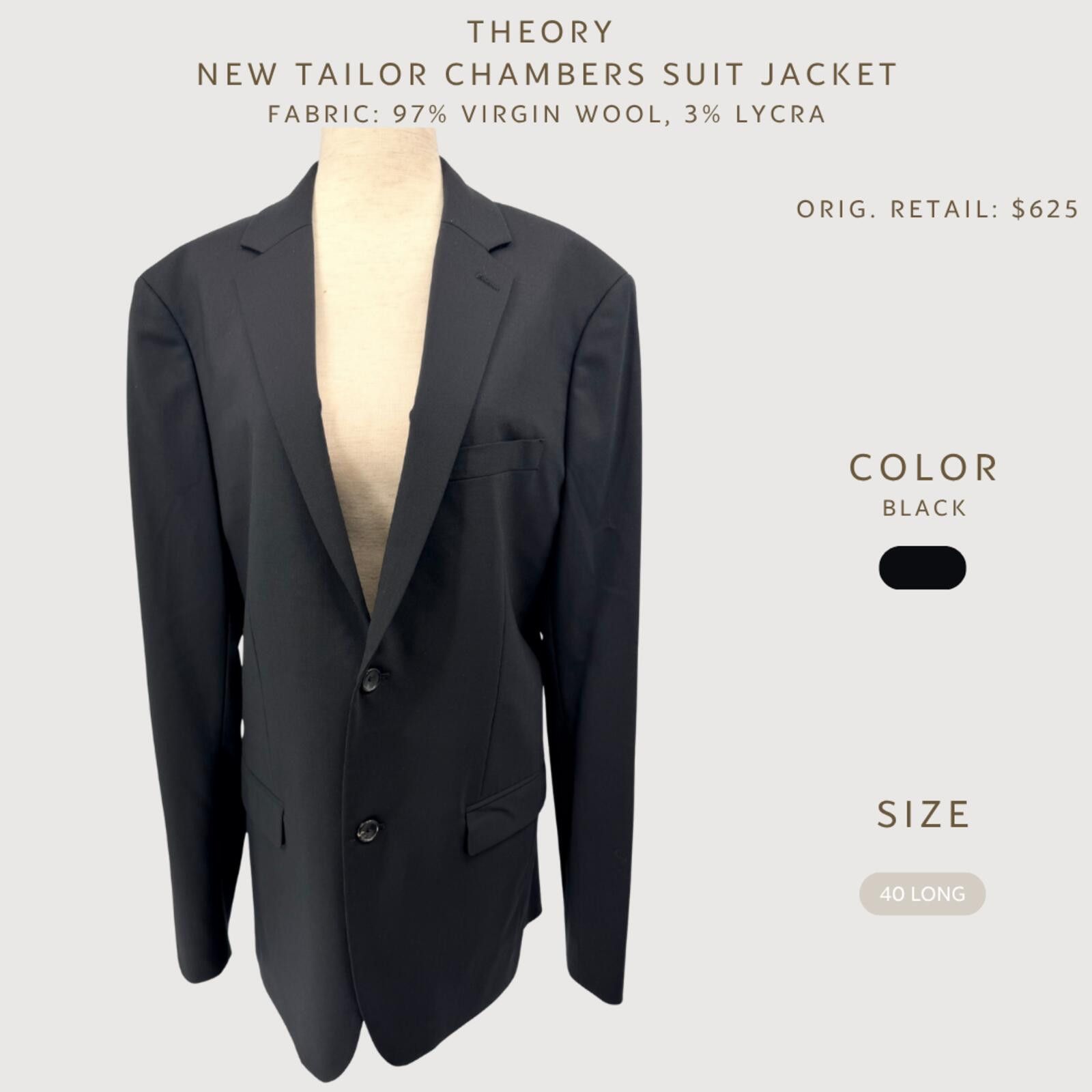 Theory Theory New Tailor Chambers Suit Jacket 40L Size 40L - 2 Thumbnail