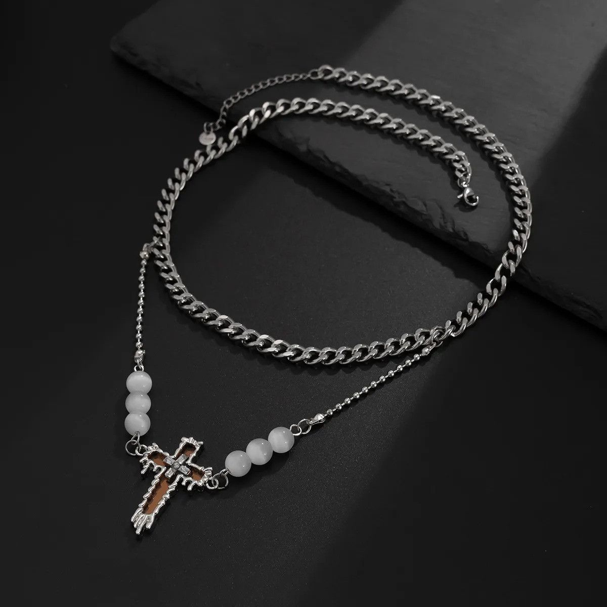 Vintage Double Layer Cross Pendant Necklace Size ONE SIZE - 5 Thumbnail