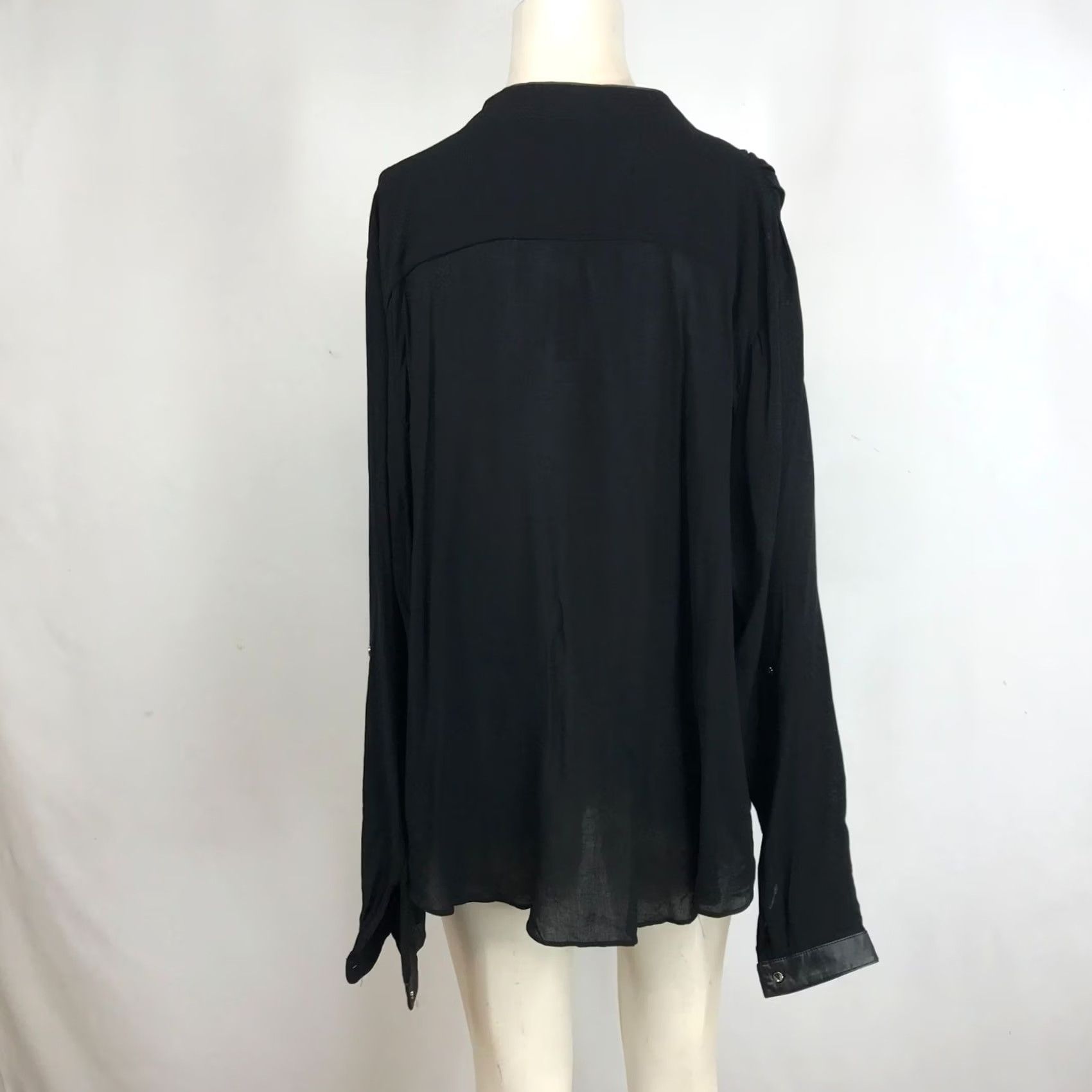 Vintage Grace Elements Women's 2X Black Sheer Long Sleeve Collared Top Shirt Blouse Shirt Size XXL / US 16-18 / IT 52-54 - 5 Thumbnail