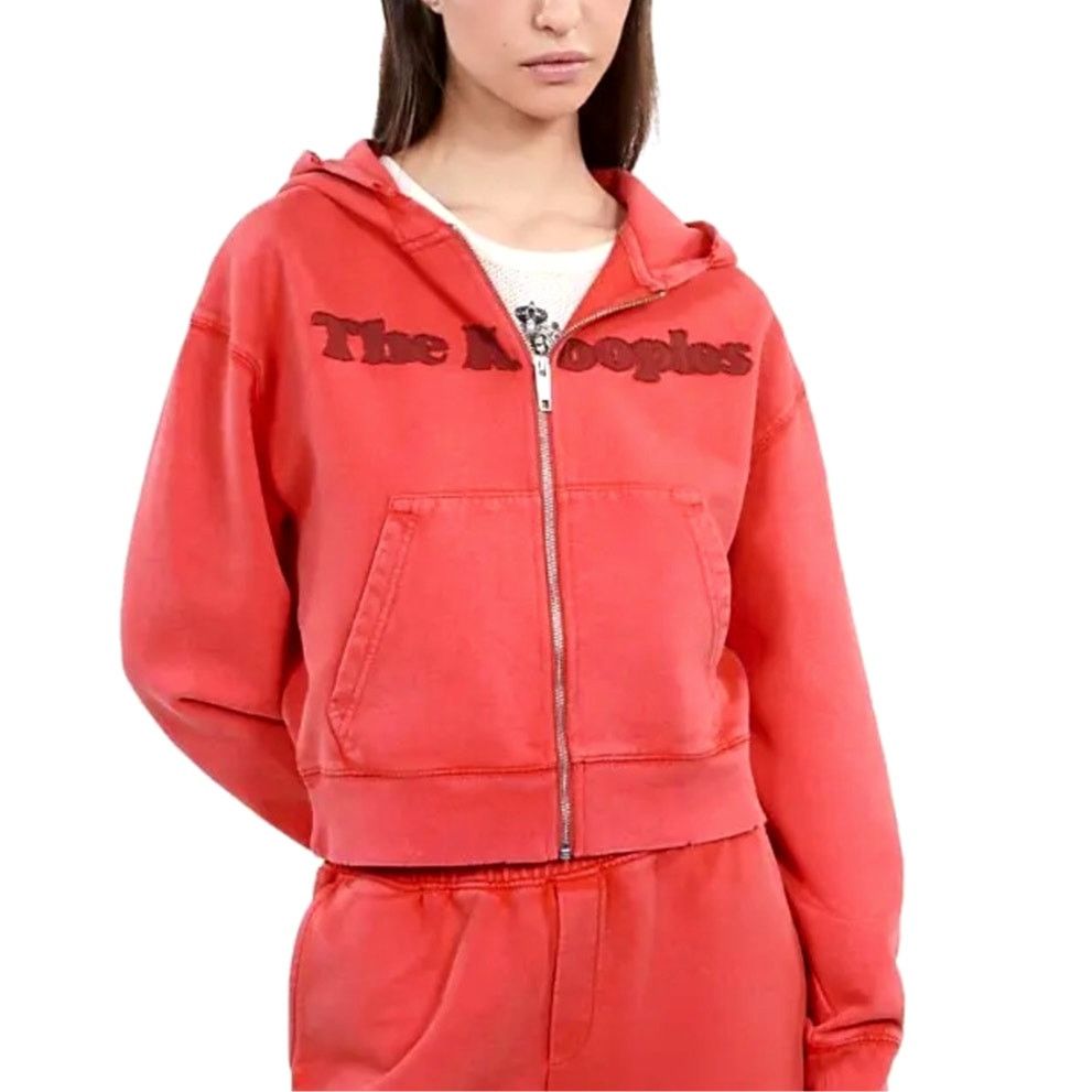 The Kooples The Kooples Text-Appliqué Zip-Through Cotton-Jersey Hoodie 4 Size S / US 4 / IT 40 - 3 Thumbnail
