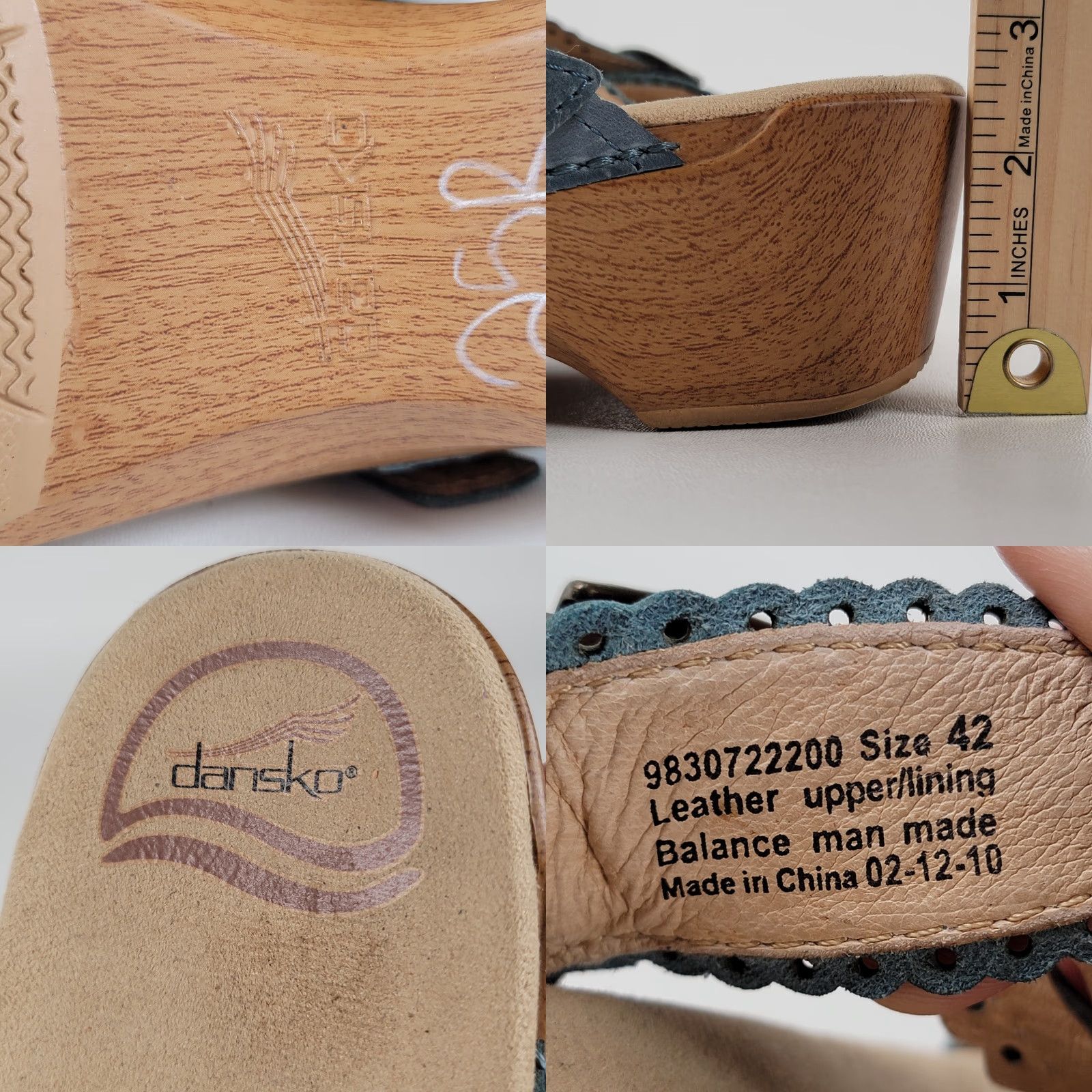 Dansko Dansko Women's Sandal Blue Flower Cut Leather Platform Heel 42 EU 11.5-12 Size US 11.5 / IT 41.5 - 8 Thumbnail