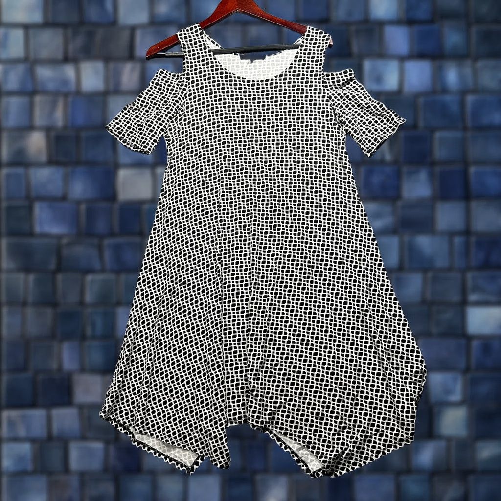 Adrianna Papell Adrianna Papell Dress Womens S Knit A-Line Cold Shoulder Print Geometric Size S / US 4 / IT 40 - 1 Thumbnail